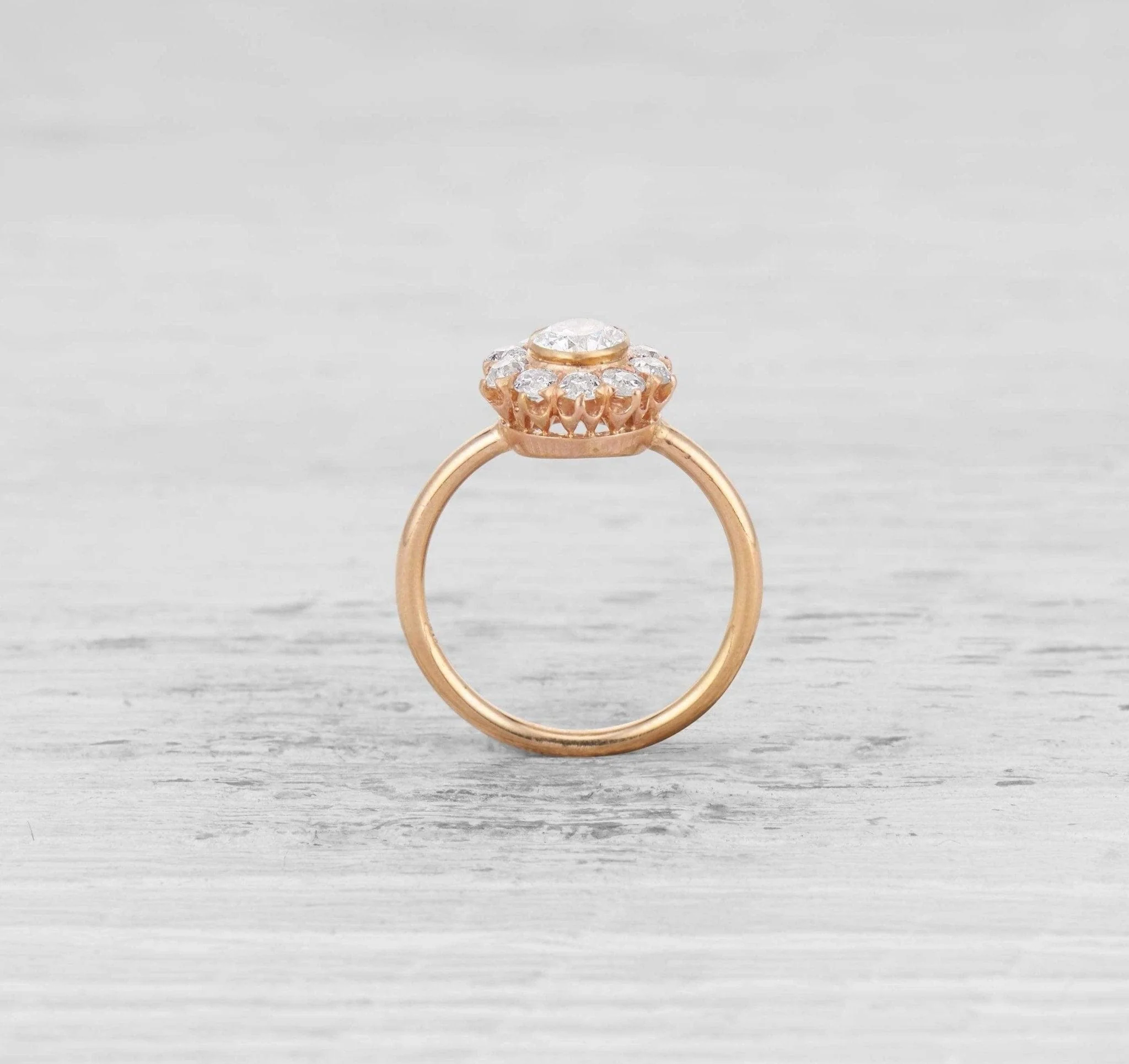 0.48 CARAT DIAMOND VICTORIAN CLUSTER ENGAGEMENT RING - Image 4