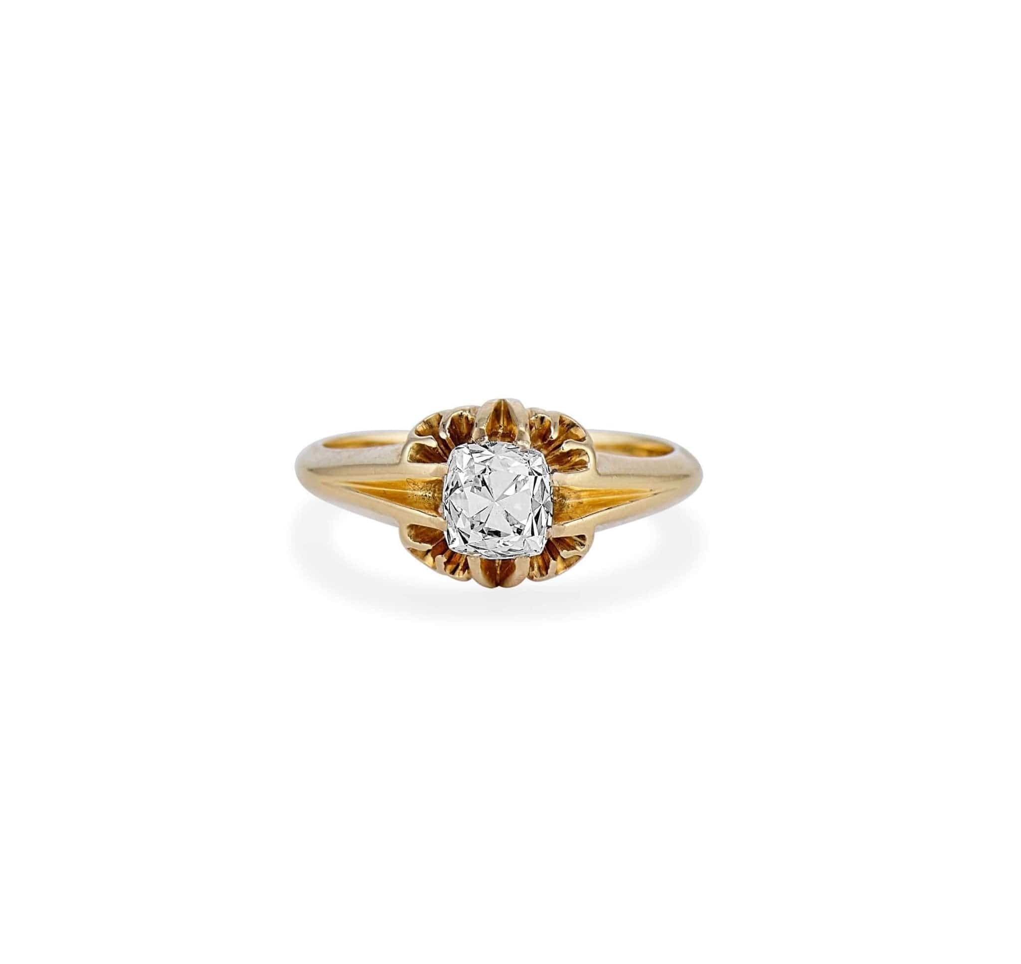 Victorian 1.01 Carat Peruzzi Cushion Cut Diamond Ring - Image 2