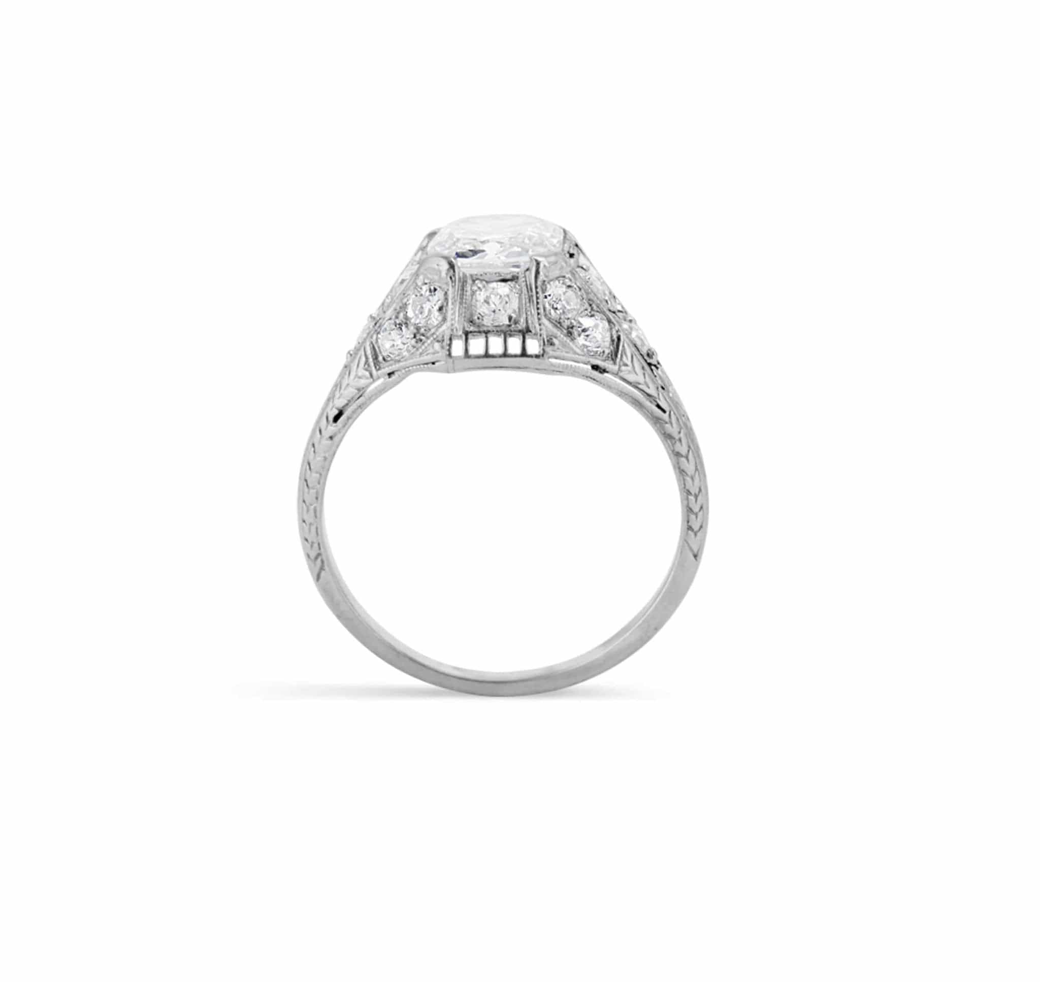 Edwardian 1.02 Carat Old Mine Cushion Cut Diamond Filigree Ring - Image 4