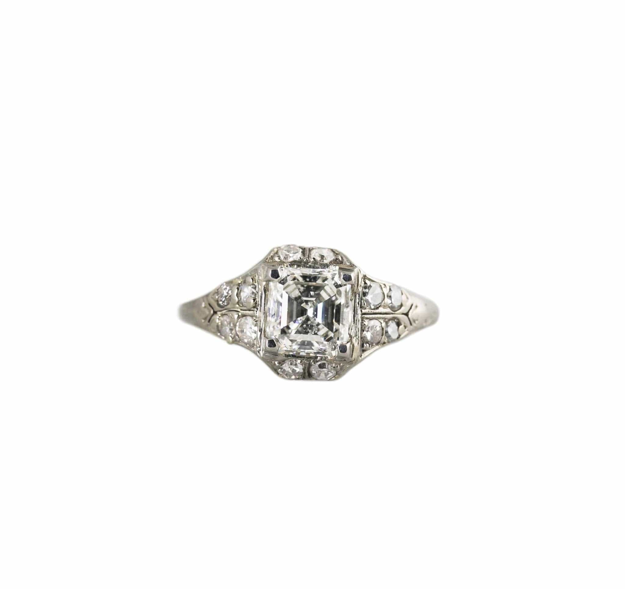 1.02 Vintage Asscher Cut Art Deco Engagement Ring - Image 2
