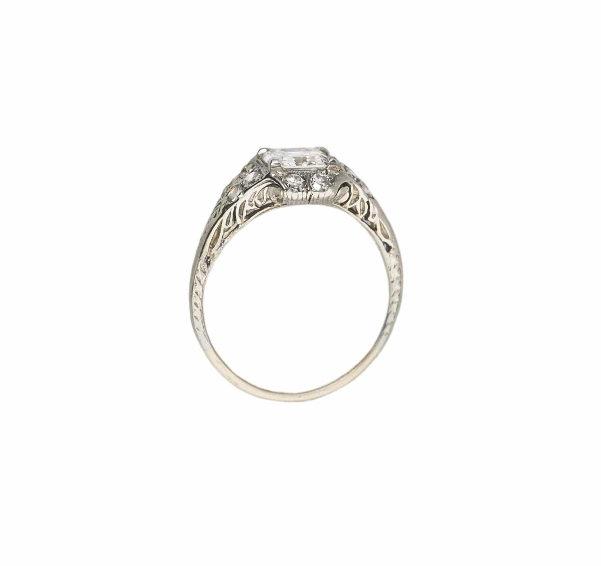 1.02 Vintage Asscher Cut Art Deco Engagement Ring - Image 4