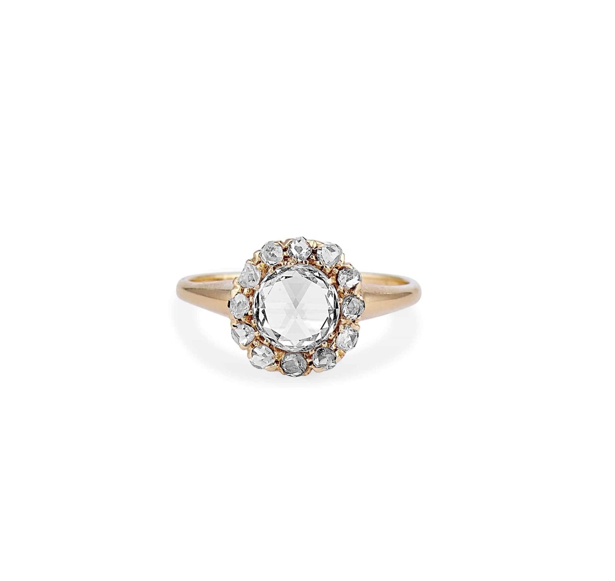 1.07 CARAT VICTORIAN DIAMOND CLUSTER ENGAGEMNET RING - Image 2