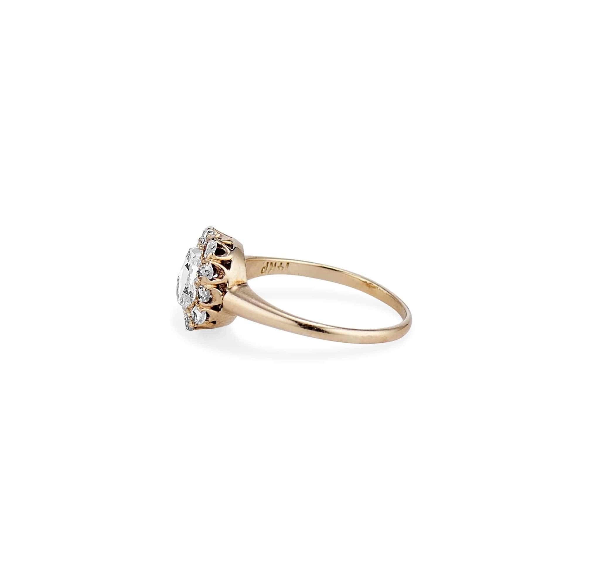 1.07 CARAT VICTORIAN DIAMOND CLUSTER ENGAGEMNET RING - Image 3
