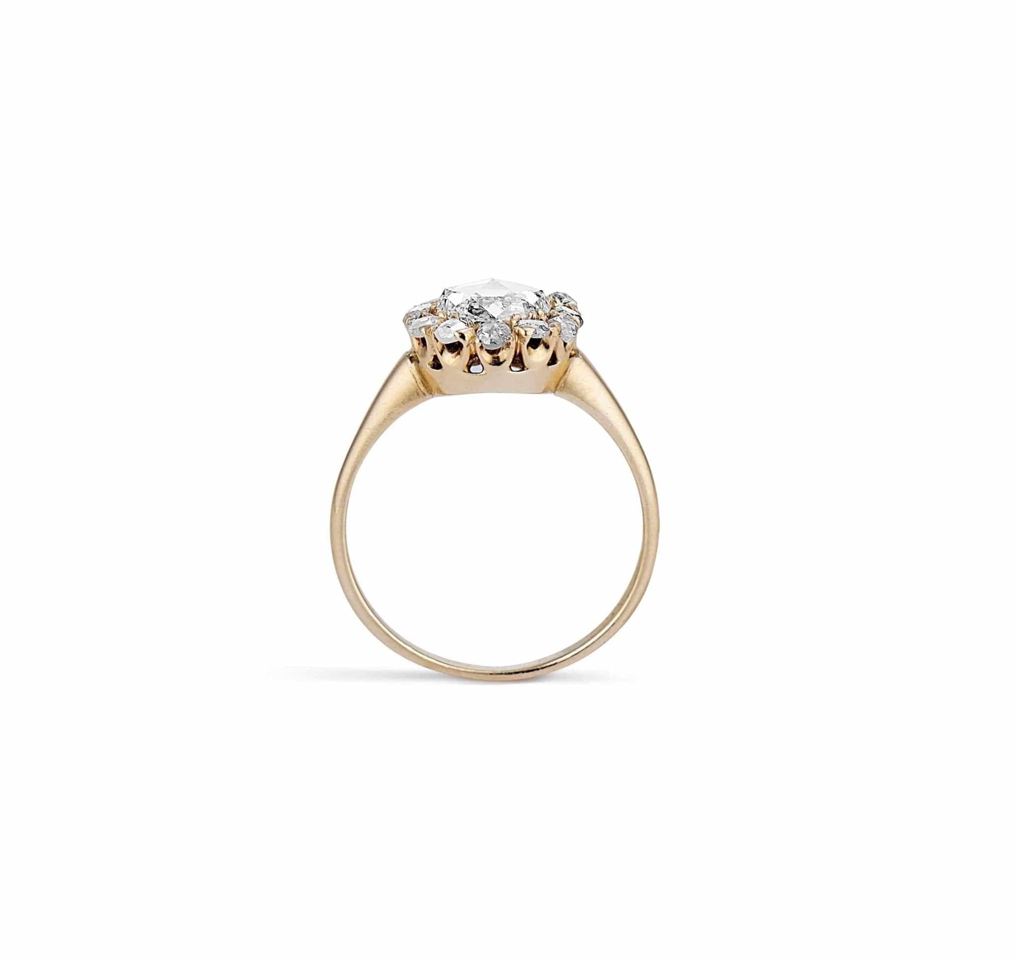 1.07 CARAT VICTORIAN DIAMOND CLUSTER ENGAGEMNET RING - Image 4