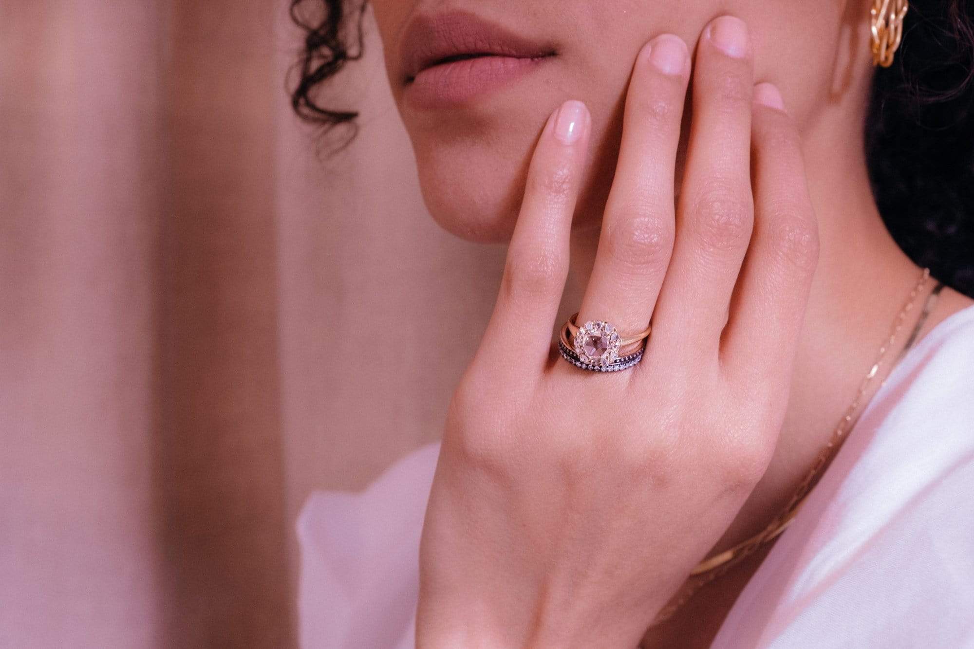 1.07 CARAT VICTORIAN DIAMOND CLUSTER ENGAGEMNET RING - Image 5