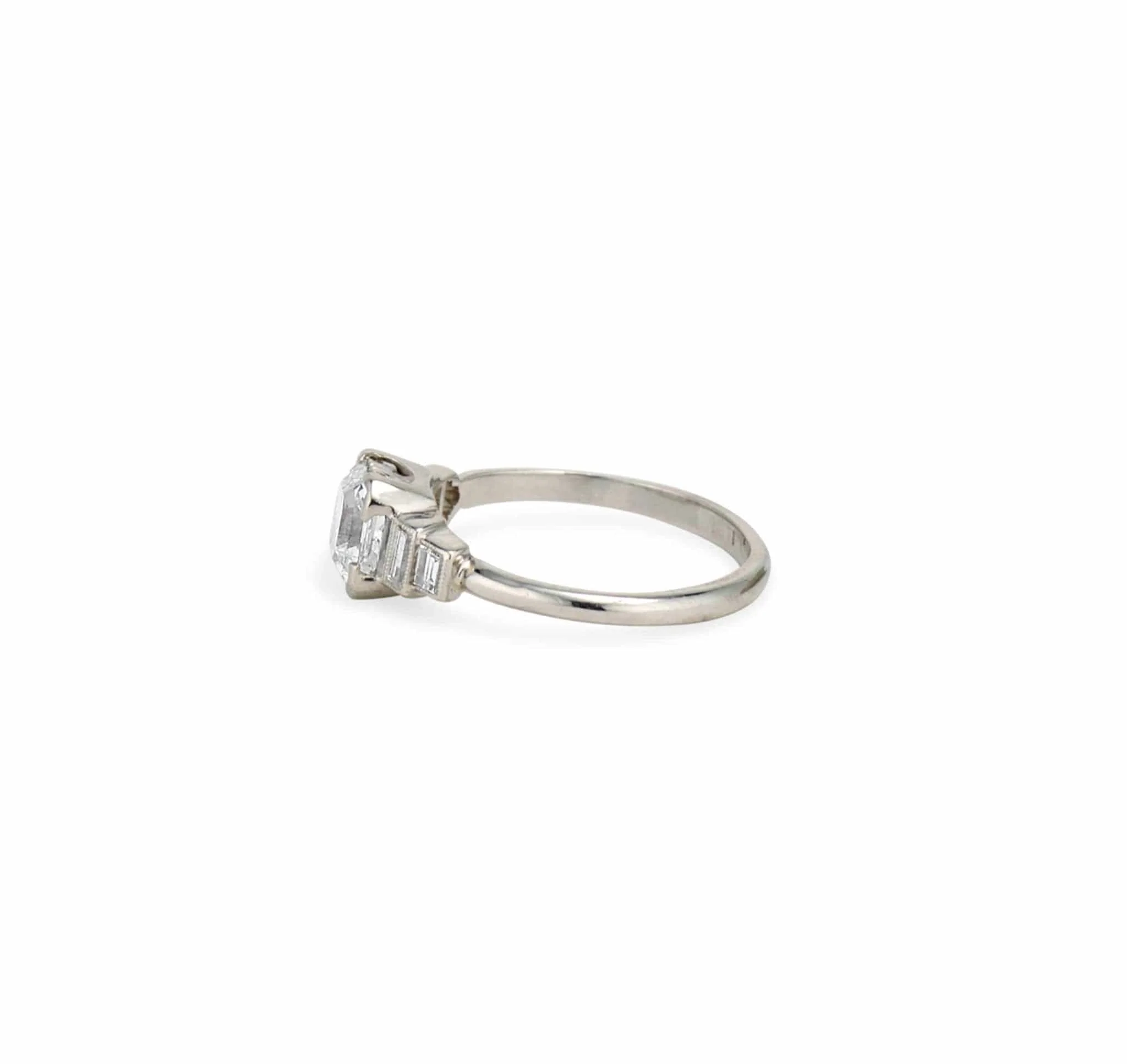 1.08 Carat Art Deco Asscher Cut Diamond Engagement Ring - Image 3