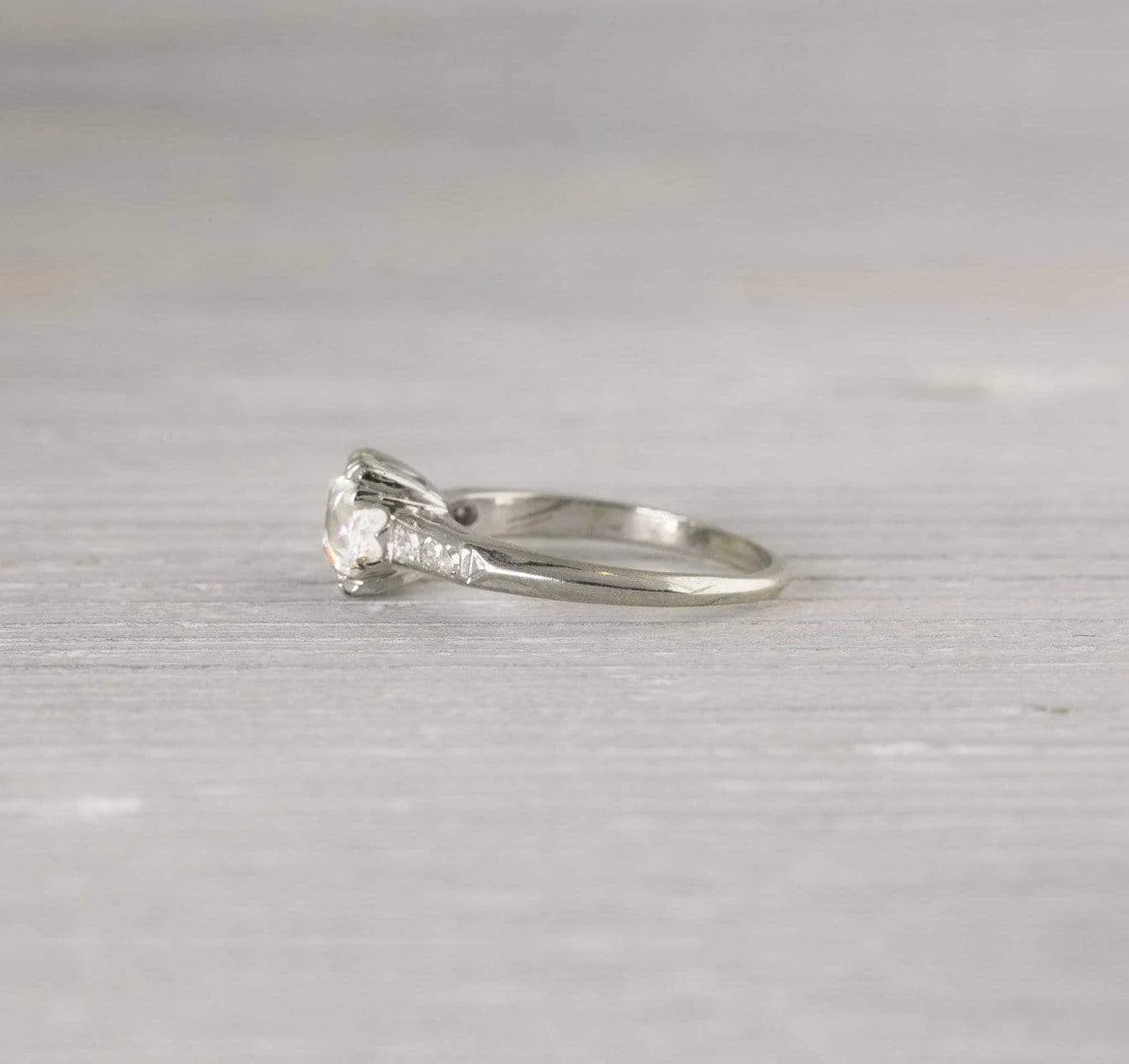 1.09 Carat Old European Cut Diamond Vintage Solitaire Engagement Ring - Image 3