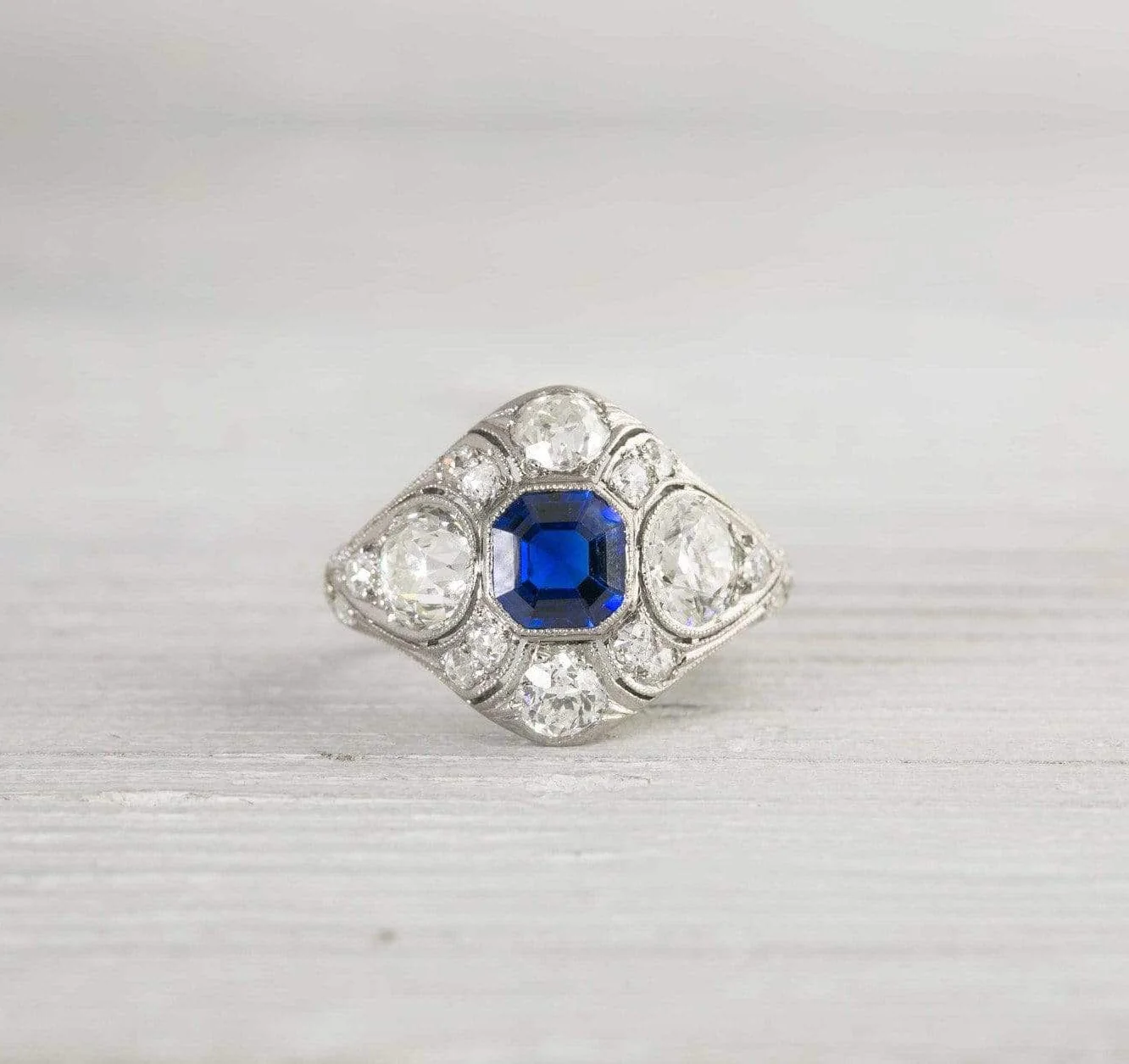 1.10 Carat Sapphire and Diamond Vintage Engagement Ring - Image 2