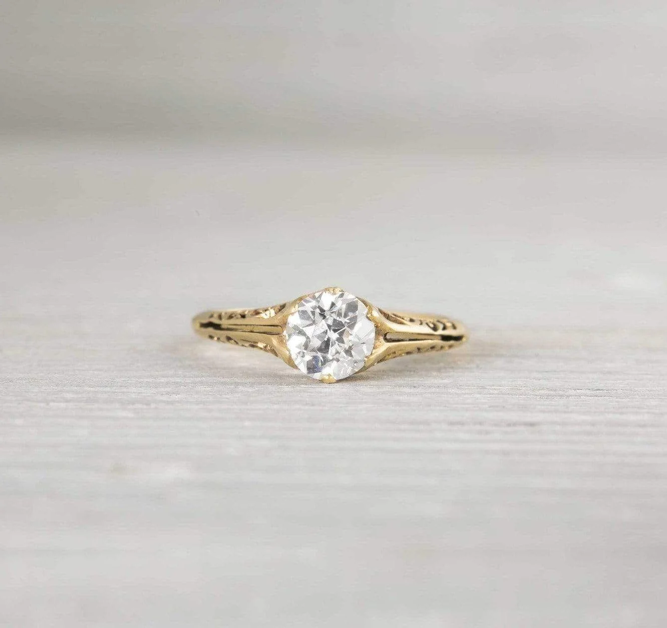 1.14 Carat Victorian Diamond & Gold Solitaire Engagement Ring - Image 2