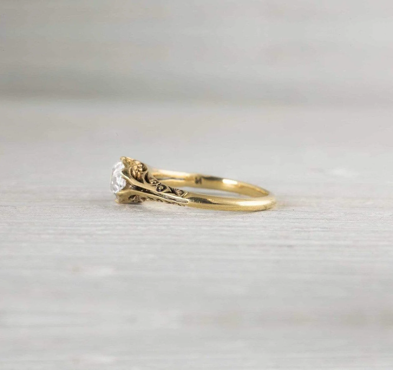 1.14 Carat Victorian Diamond & Gold Solitaire Engagement Ring - Image 3