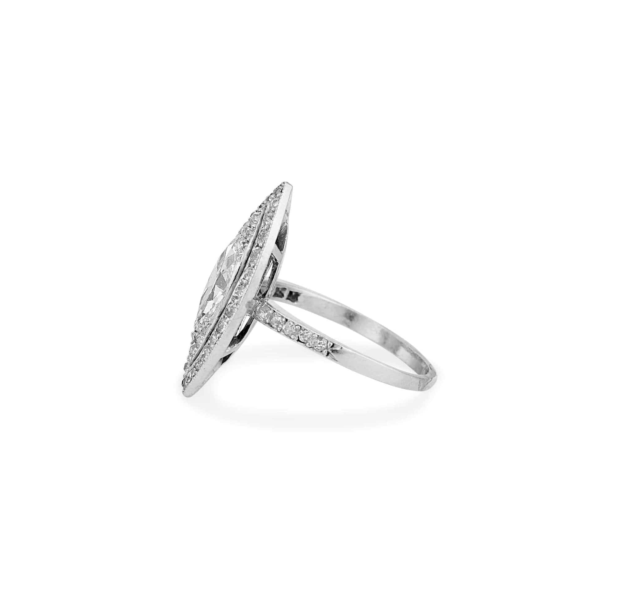 Edwardian 1.15 Carat Marquise Cut Diamond Ring - Image 4