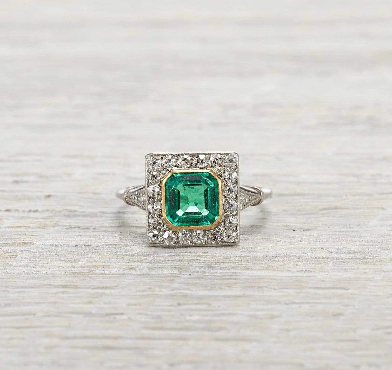 1.17 Carat Emerald and Diamond Edwardian Ring - Image 2