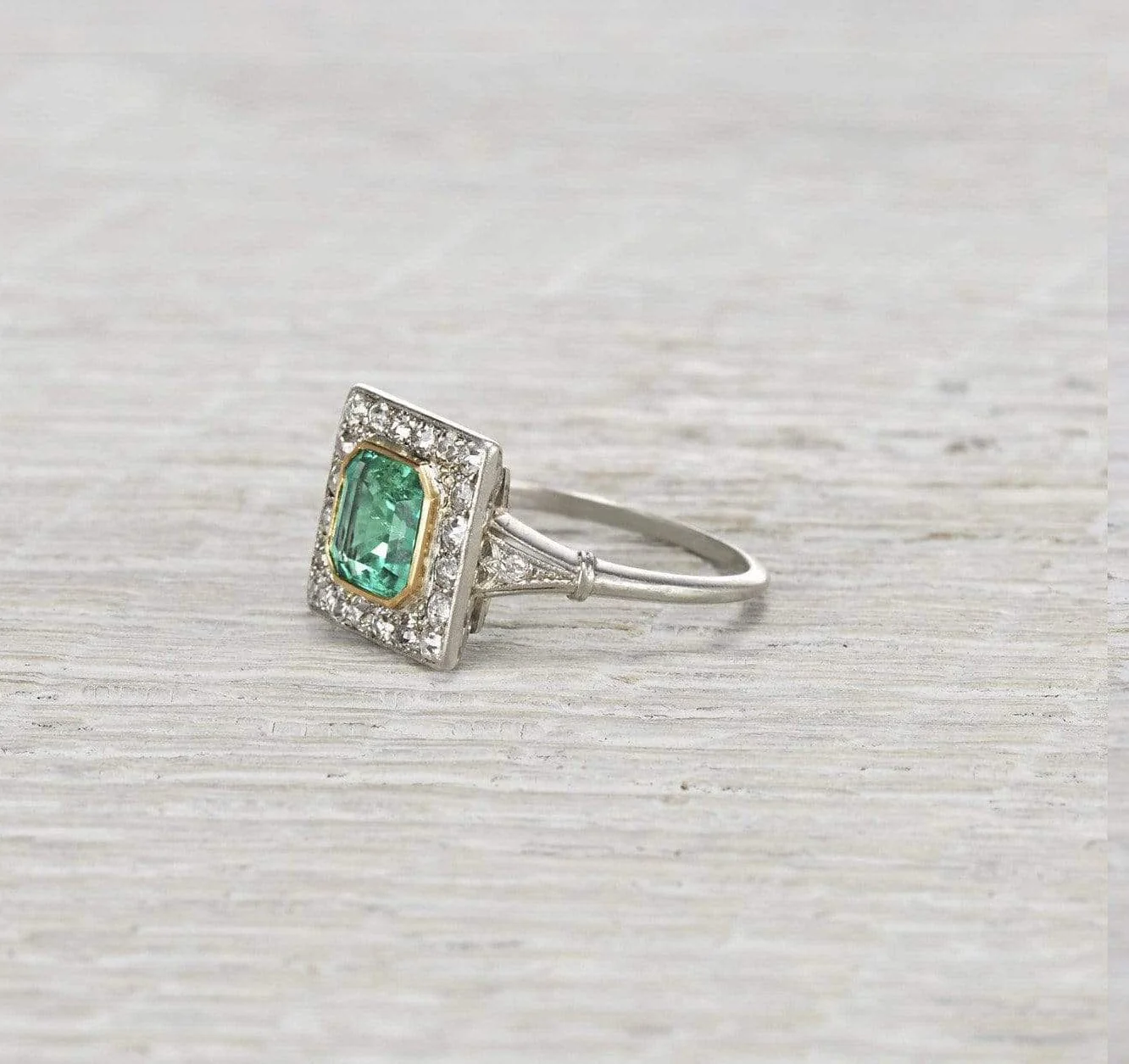 1.17 Carat Emerald and Diamond Edwardian Ring - Image 3
