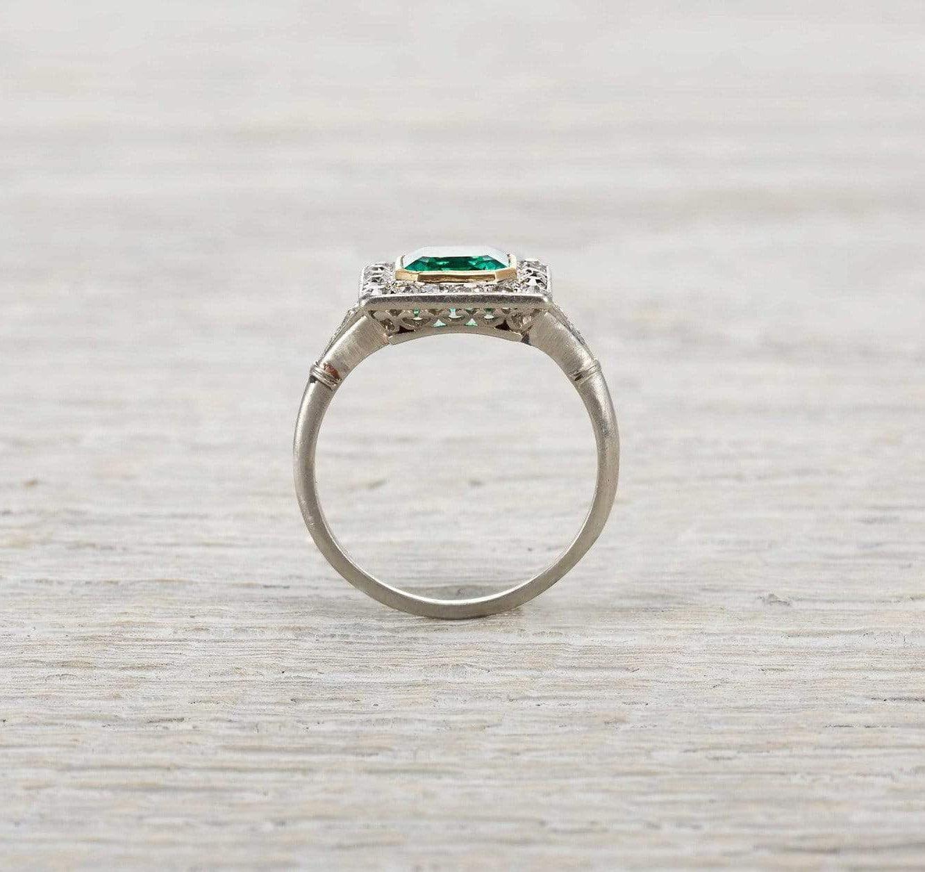 1.17 Carat Emerald and Diamond Edwardian Ring - Image 4