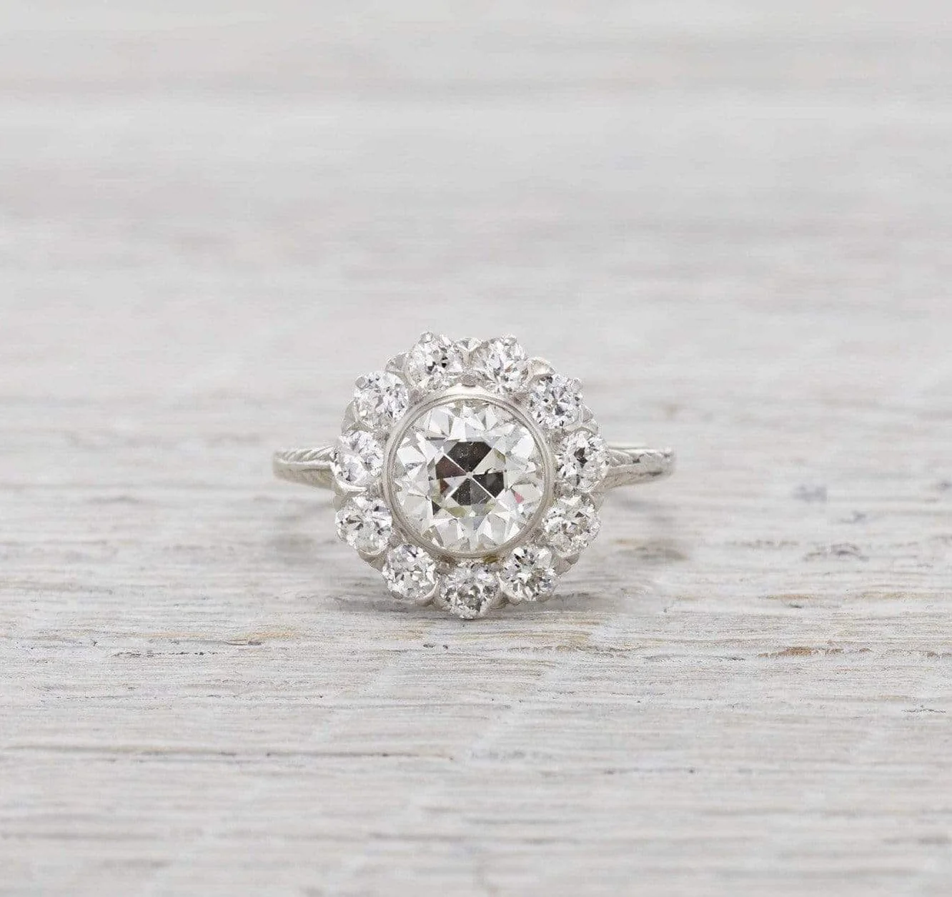 1.31 Carat Edwardian Diamond Cluster Engagement Ring - Image 2