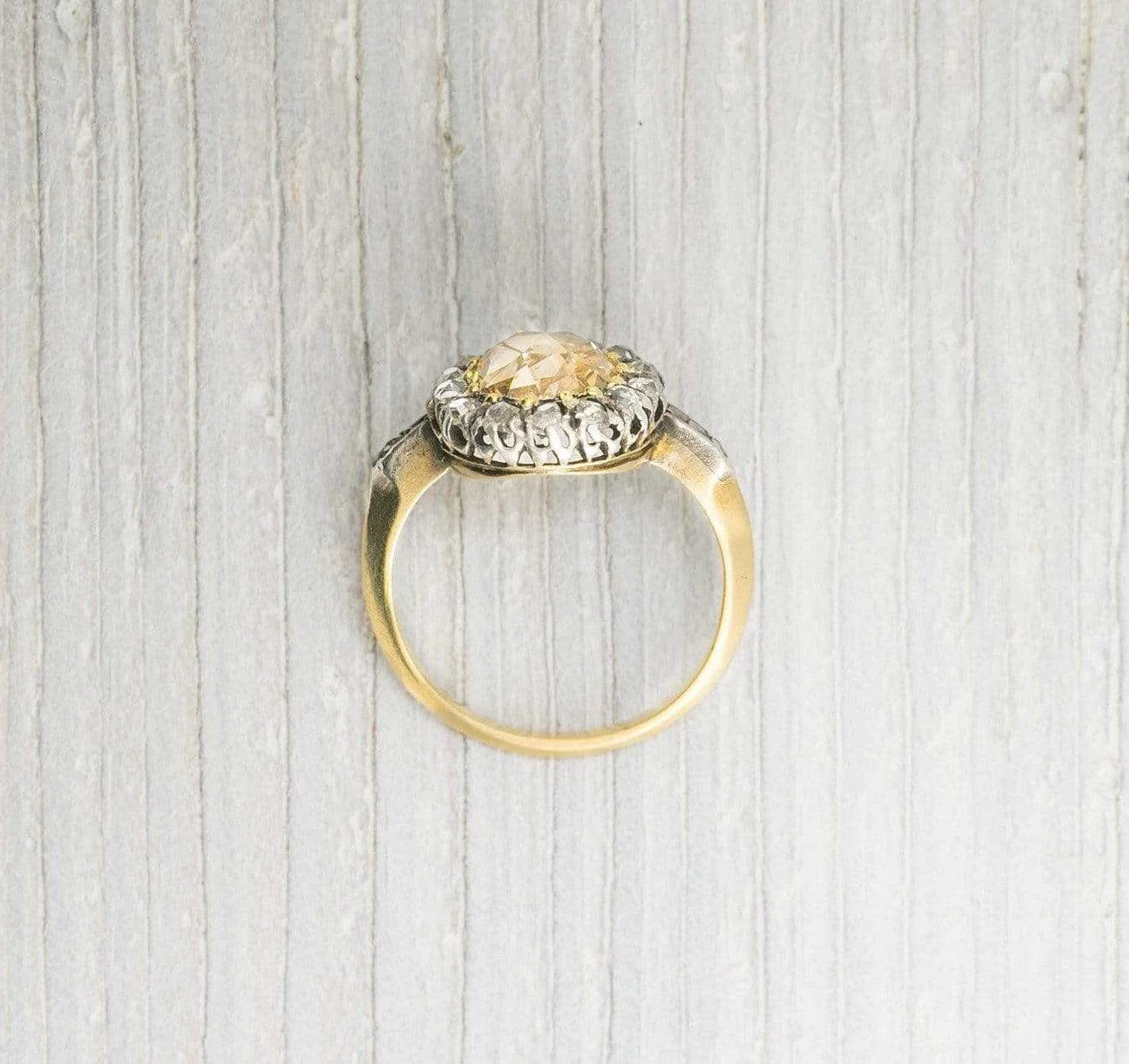 1.35 Carat Antique Edwardian Yellow-Brown Rose Cut Diamond Engagement Ring - Image 4
