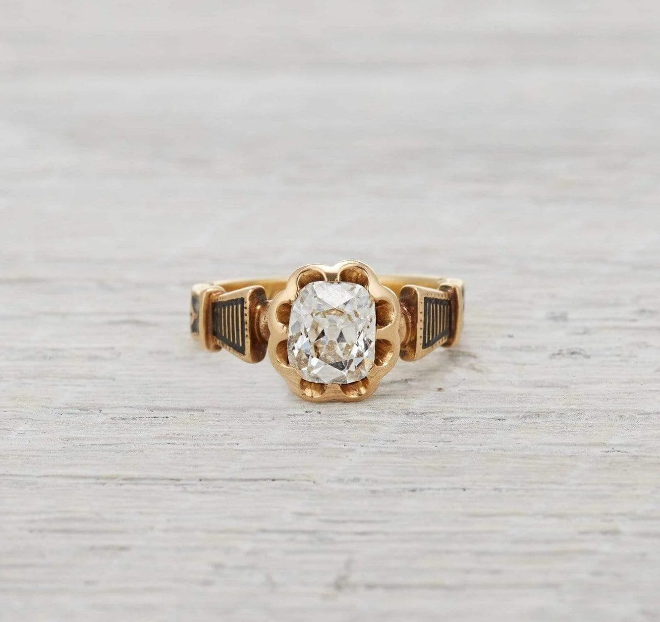 1.38 Carat Victorian Cushion Cut Diamond Engagement Ring - Image 2