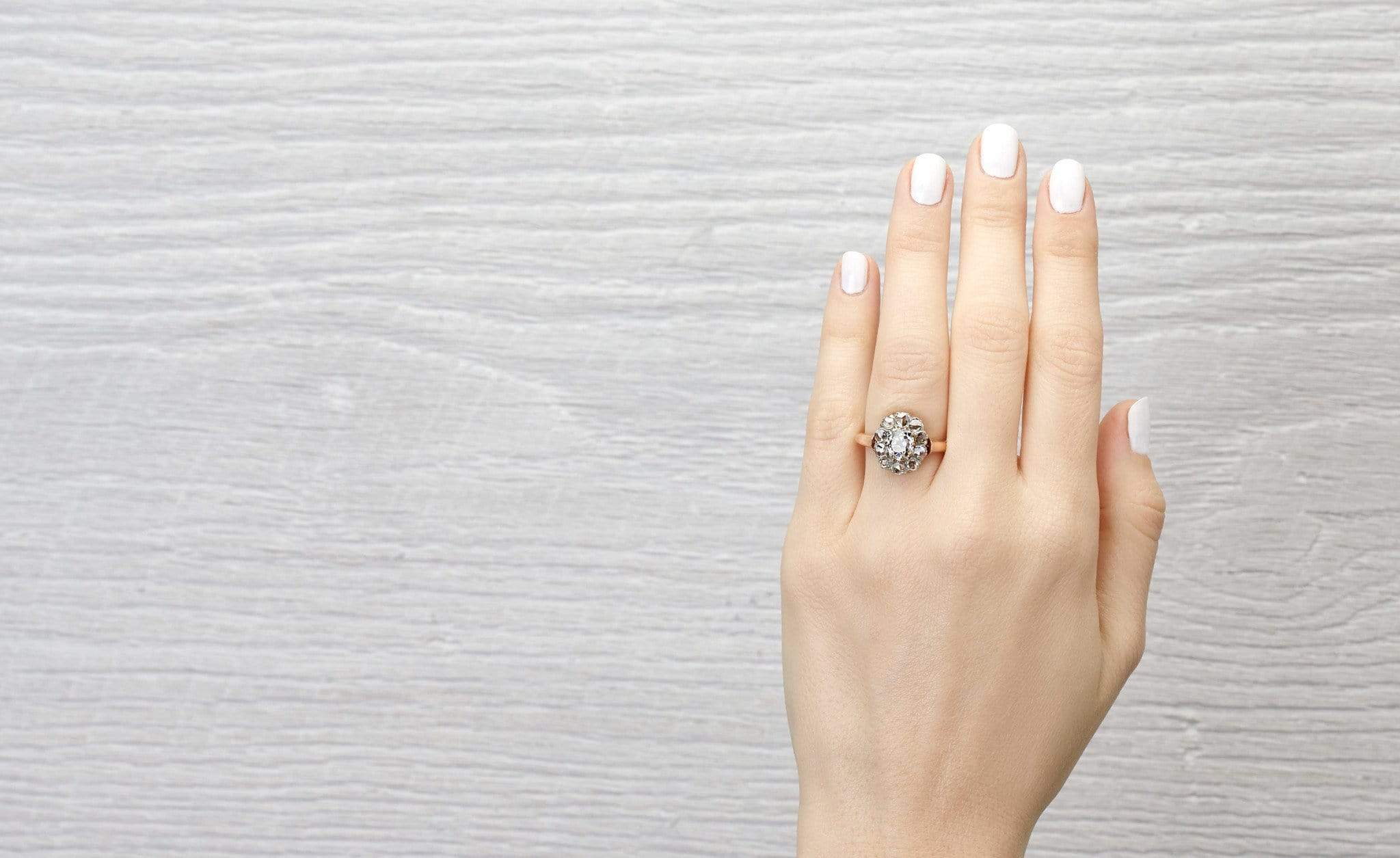 1.40 Carat Edwardian Diamond Cluster Gold Engagement Ring - Image 5