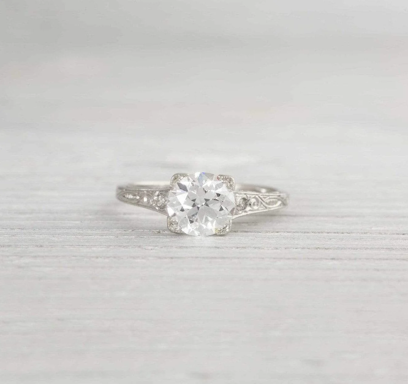 1.42 Carat Vintage Art Deco Diamond Engagement Ring - Image 2