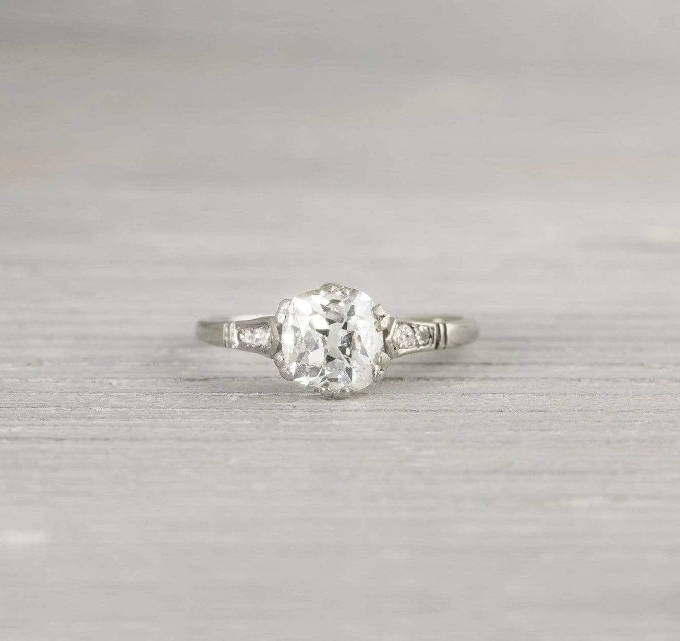 1.50 Carat Cushion Cut Vintage Diamond Engagement Ring - Image 2