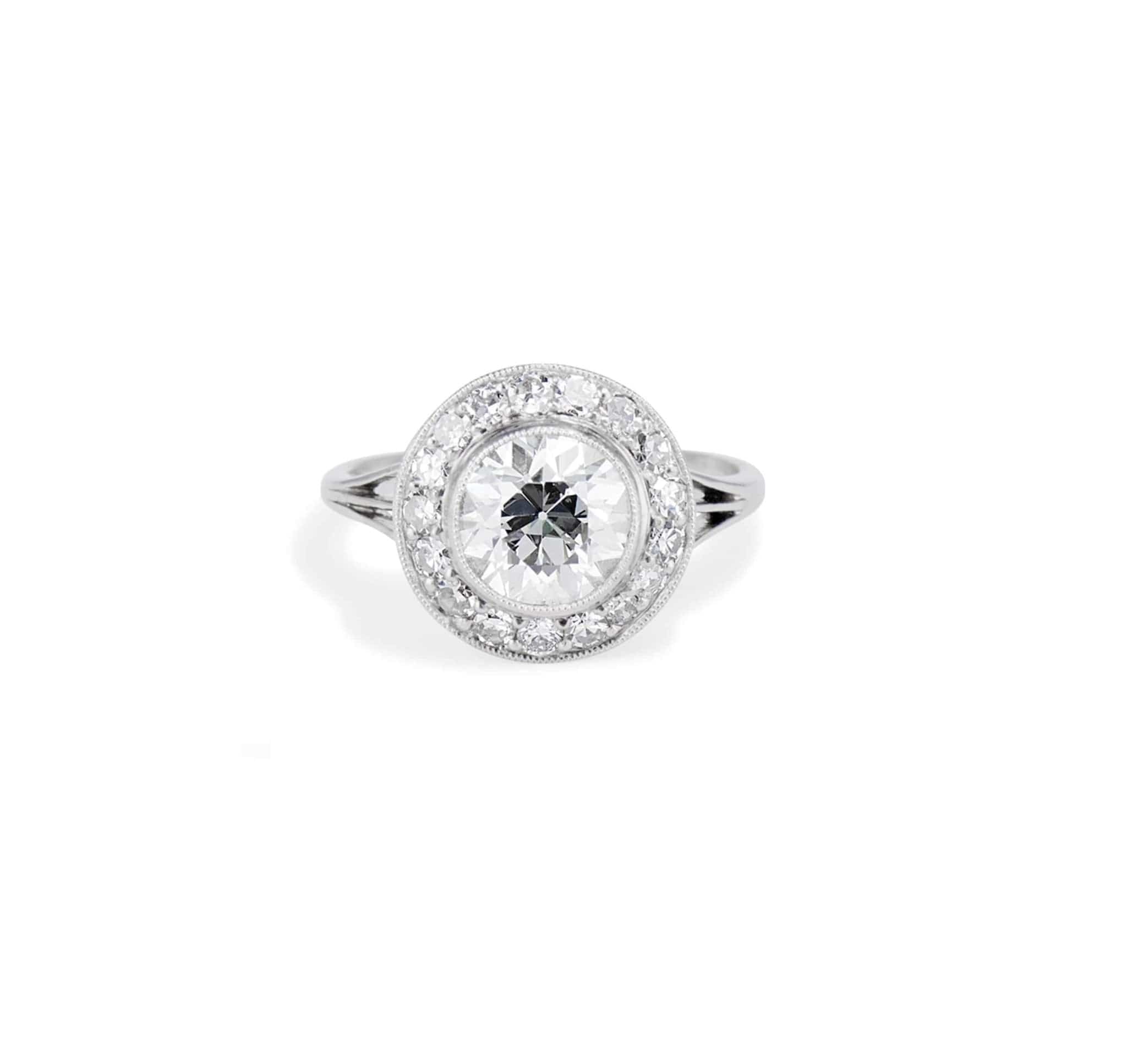 Art Deco 1.53 Carat Old European Cut Diamond Halo - Image 2