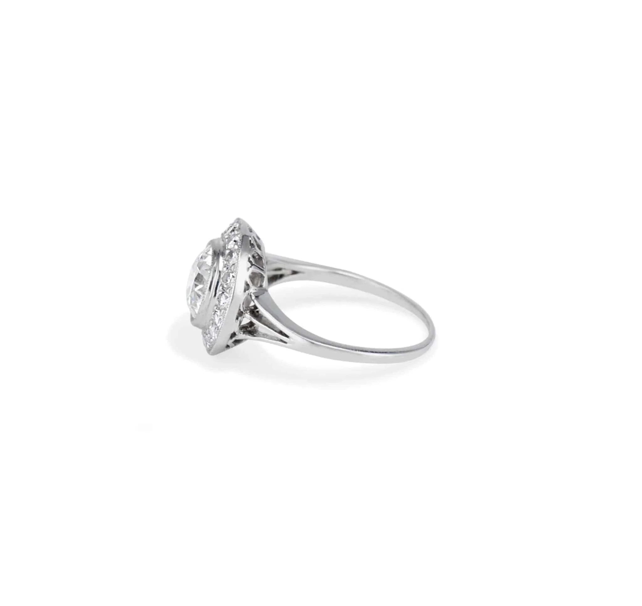 Art Deco 1.53 Carat Old European Cut Diamond Halo - Image 3