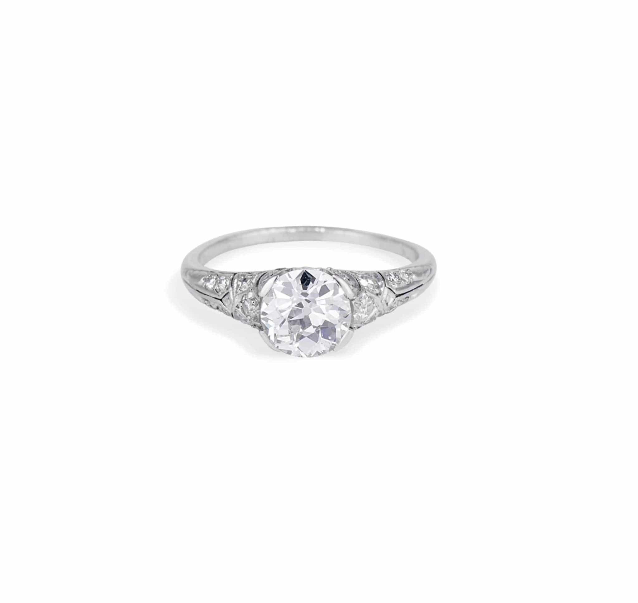 Edwardian 1.55 Carat Old European Cut Diamond Filigree Ring - Image 2