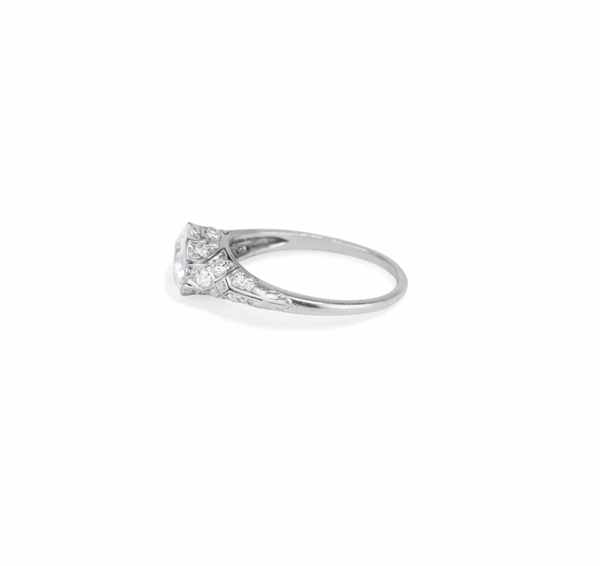 Edwardian 1.55 Carat Old European Cut Diamond Filigree Ring - Image 3