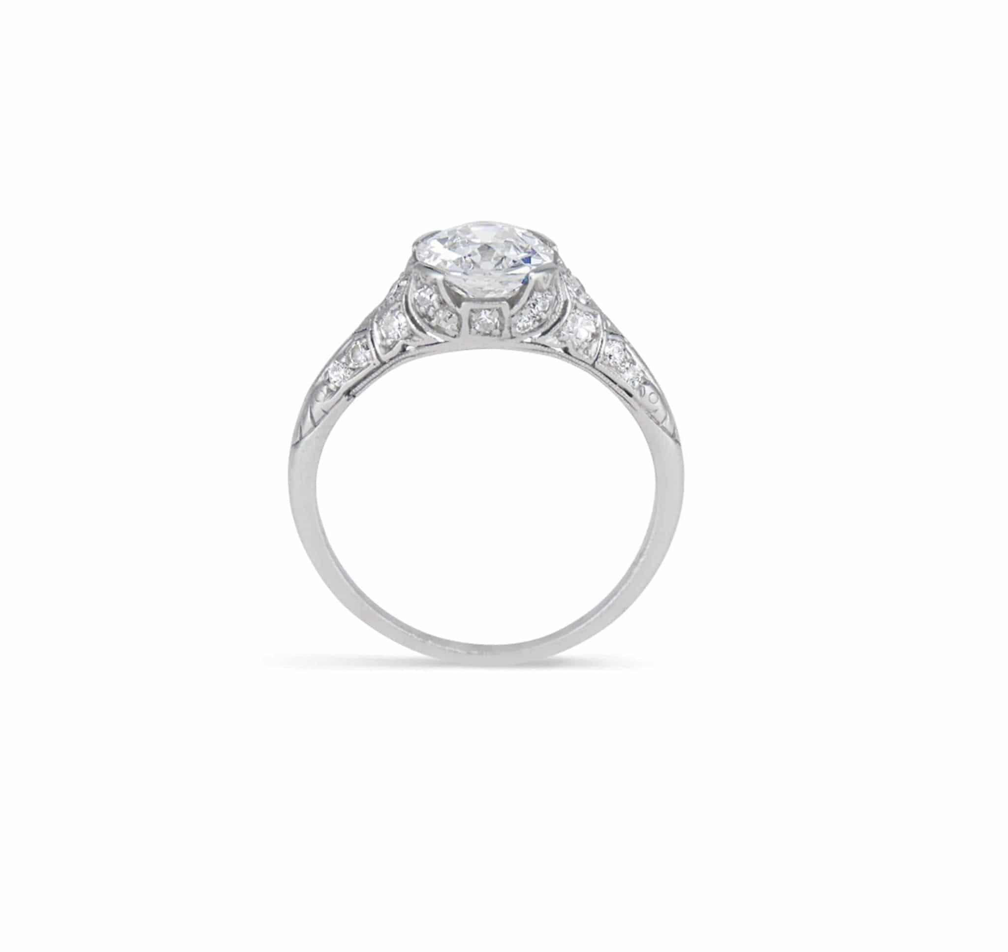 Edwardian 1.55 Carat Old European Cut Diamond Filigree Ring - Image 4