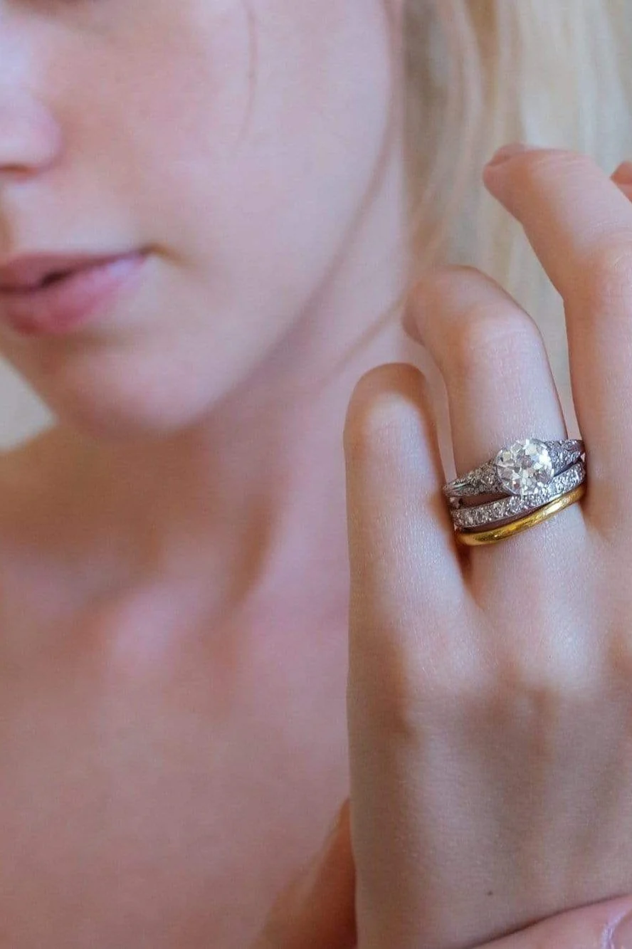 Edwardian 1.55 Carat Old European Cut Diamond Filigree Ring - Image 5
