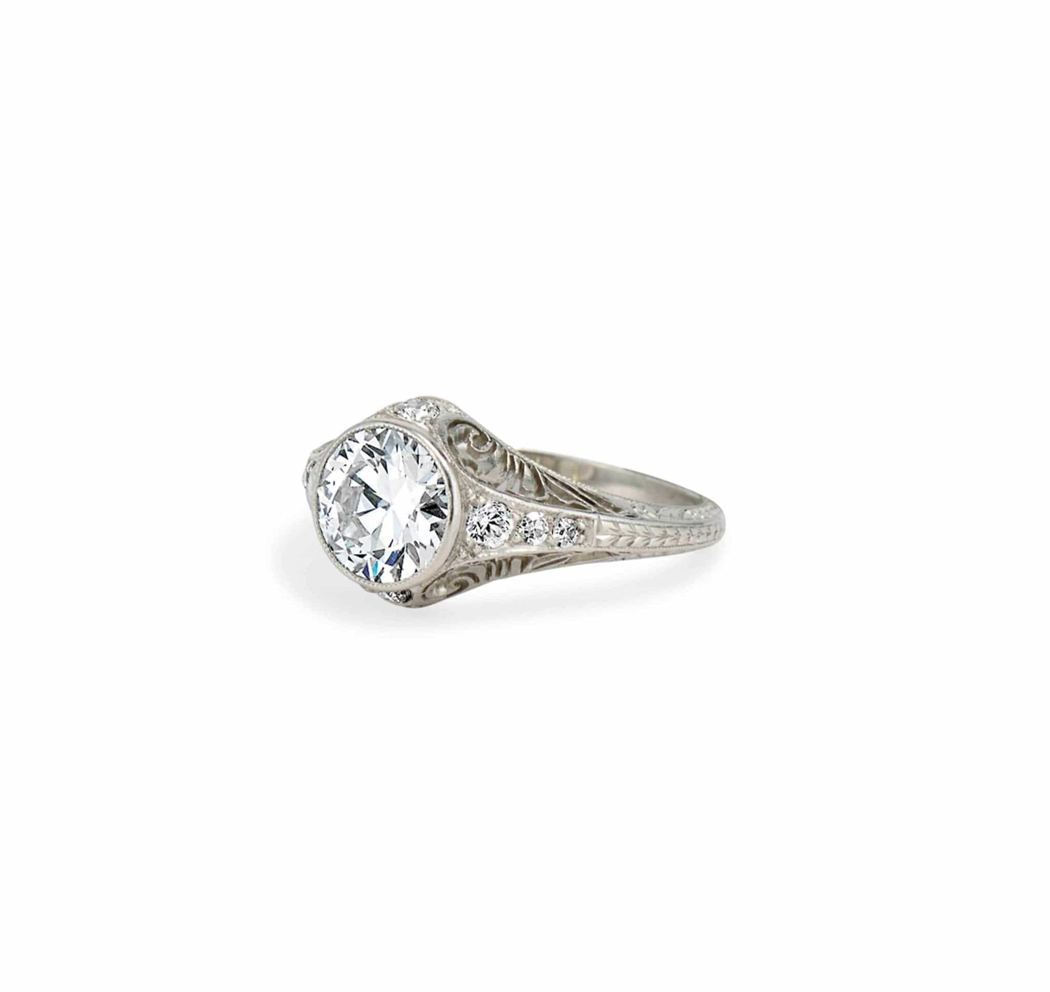 Edwardian 1.60 Carat Old European Diamond Filigree Ring - Image 2