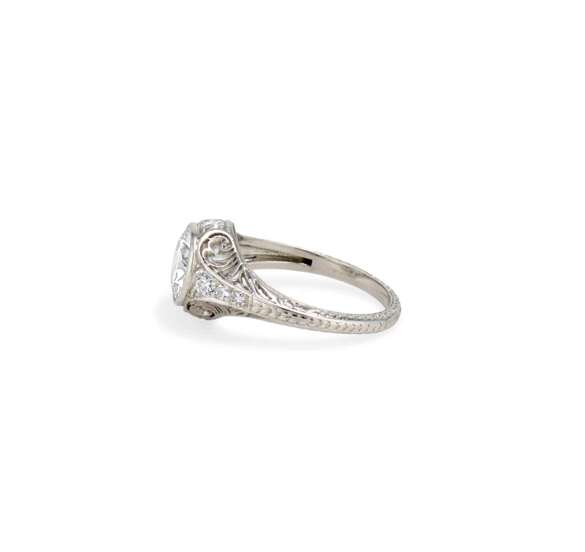 Edwardian 1.60 Carat Old European Diamond Filigree Ring - Image 3