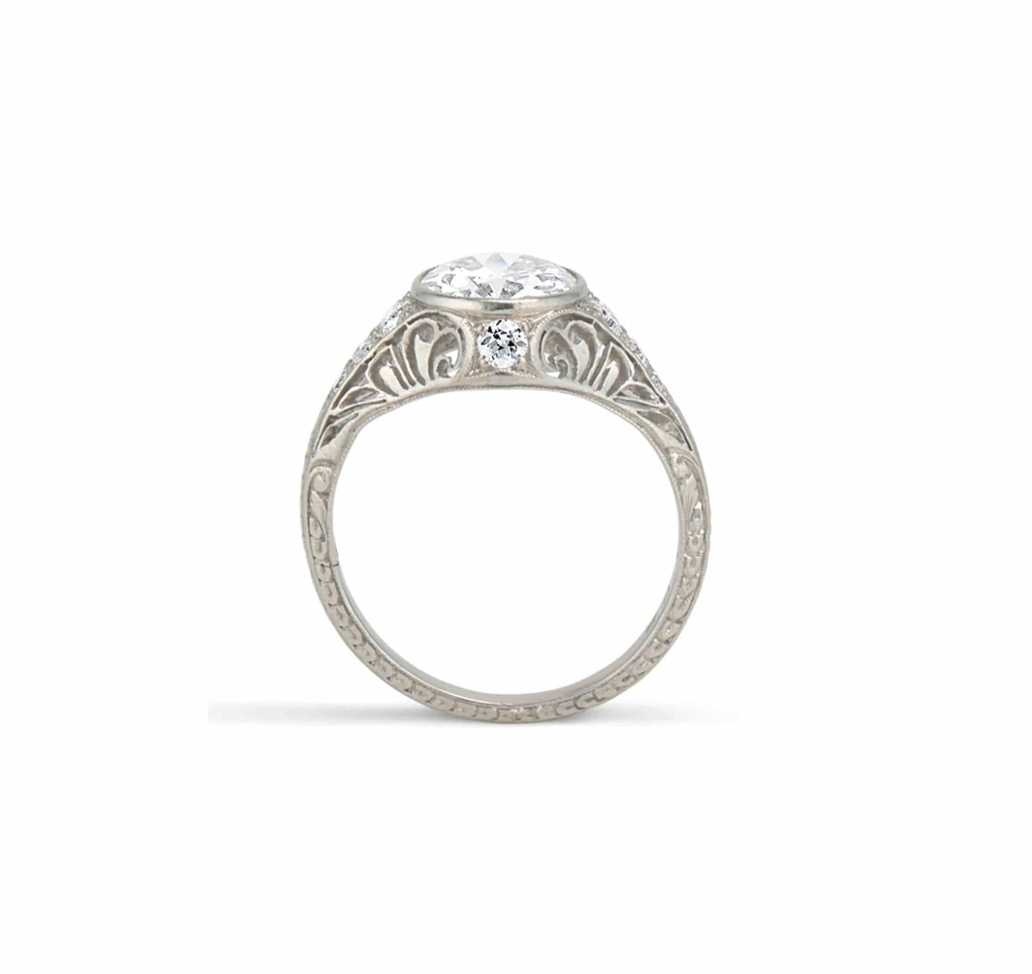 Edwardian 1.60 Carat Old European Diamond Filigree Ring - Image 4