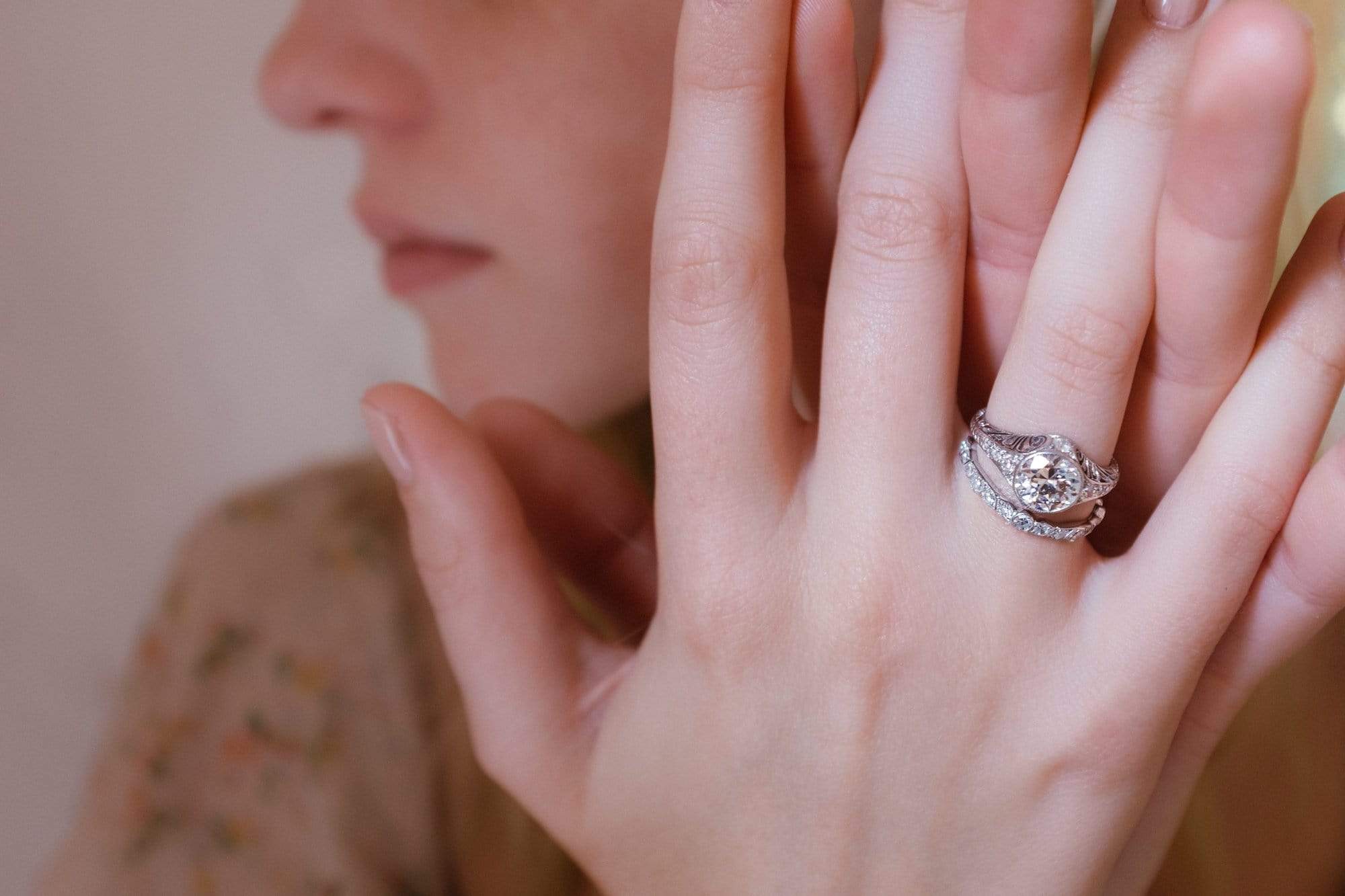 Edwardian 1.60 Carat Old European Diamond Filigree Ring - Image 5