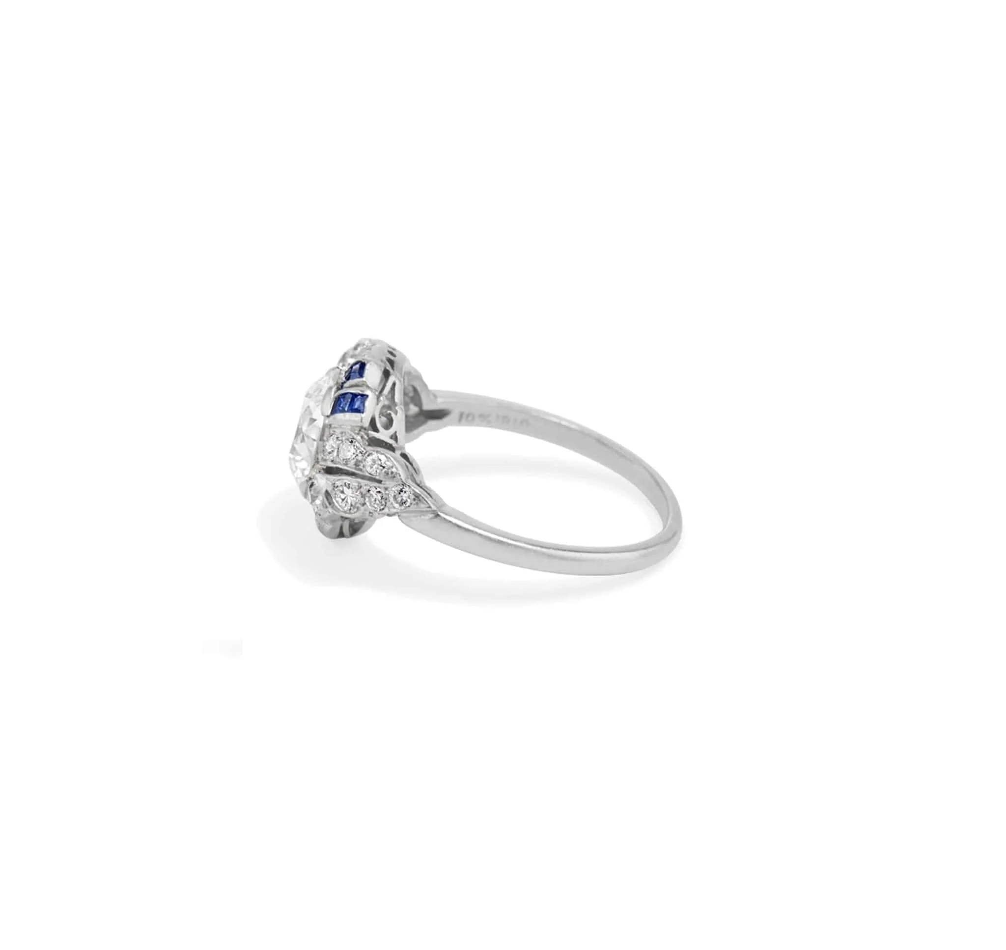 1.63 Carat Art Deco William Barthman Diamond and Sapphire Ring - Image 3