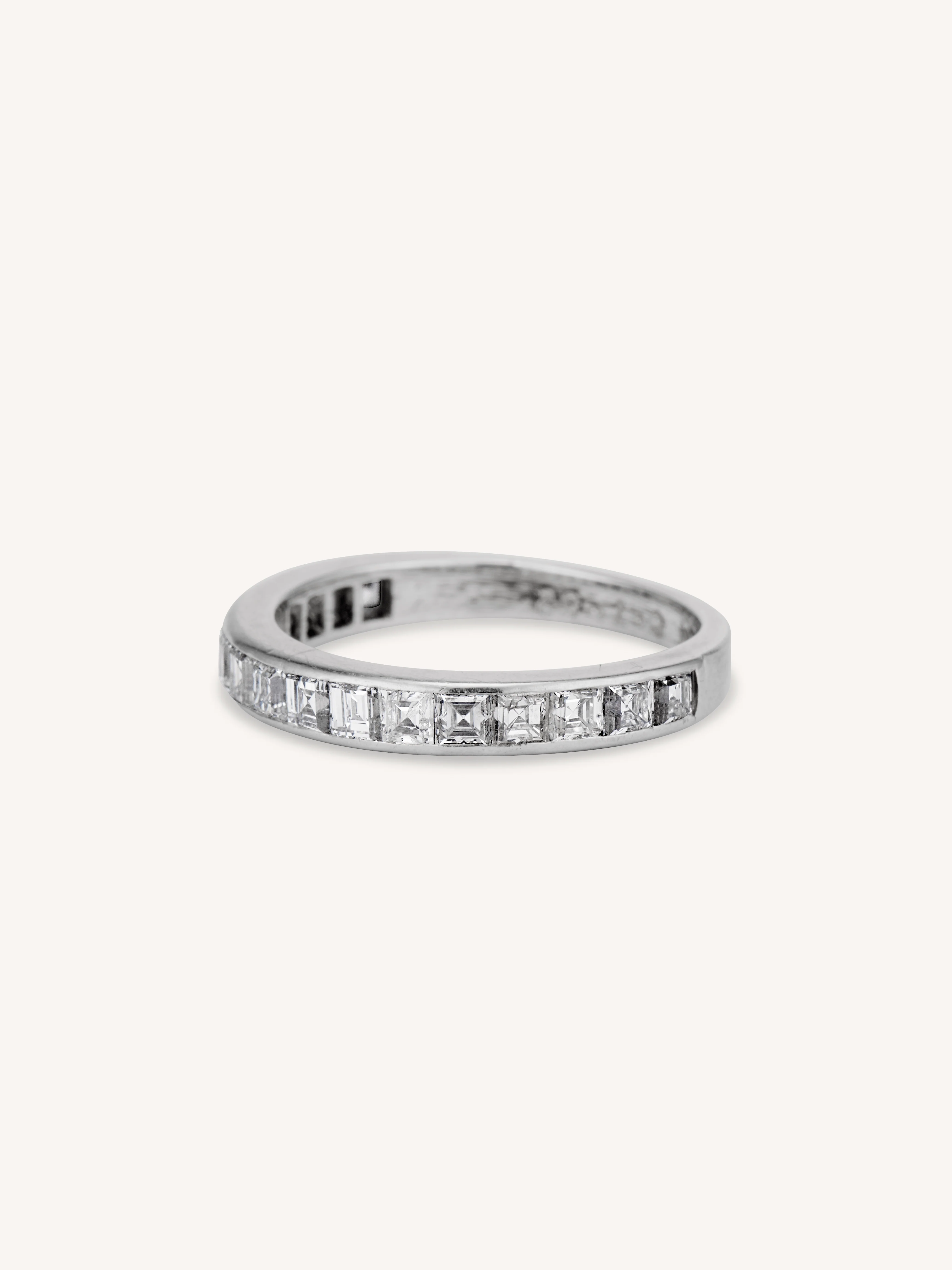 Midcentury 1.70 Carat Carré Cut Vintage Diamond Half Band - Size 7 - Image 2