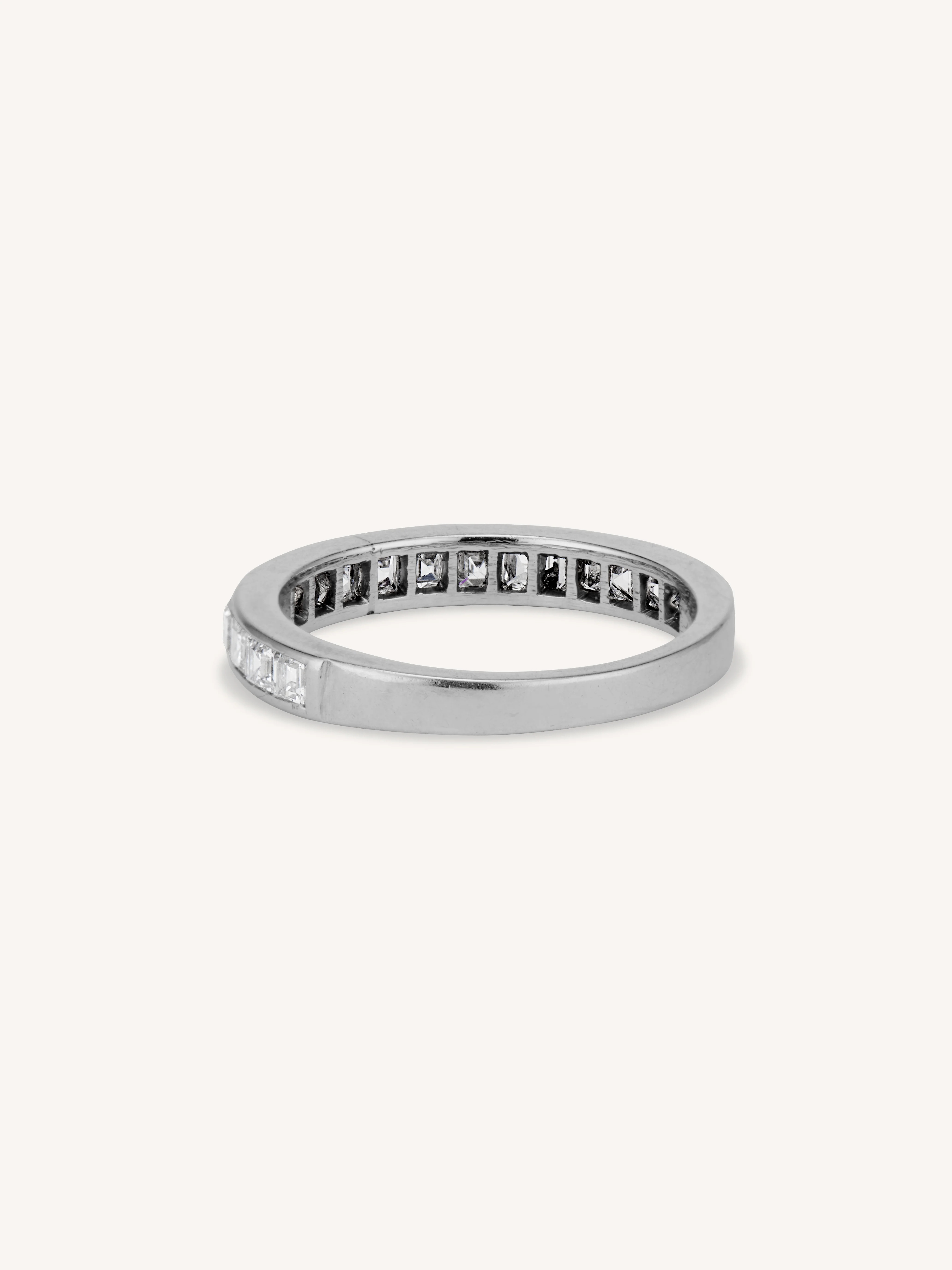 Midcentury 1.70 Carat Carré Cut Vintage Diamond Half Band - Size 7 - Image 3