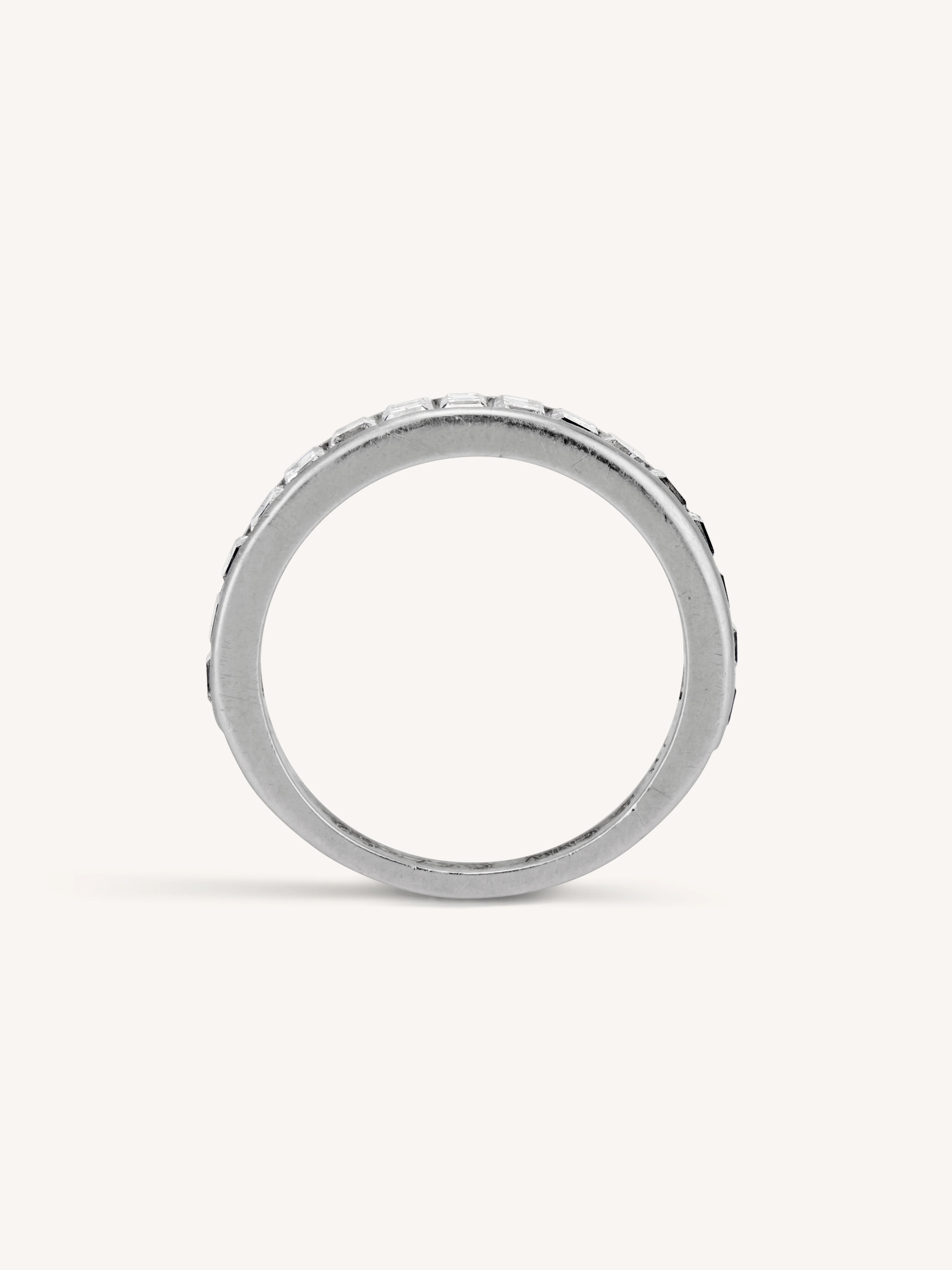 Midcentury 1.70 Carat Carré Cut Vintage Diamond Half Band - Size 7 - Image 4