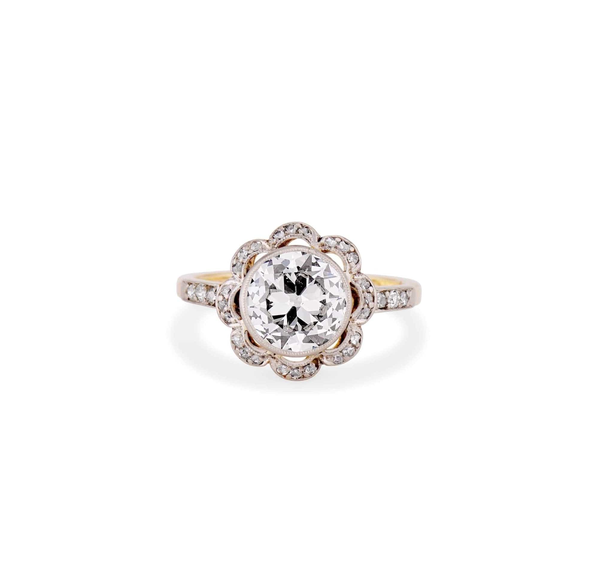 1.71 Edwardian Diamond Scalloped Engagement Ring - Image 2