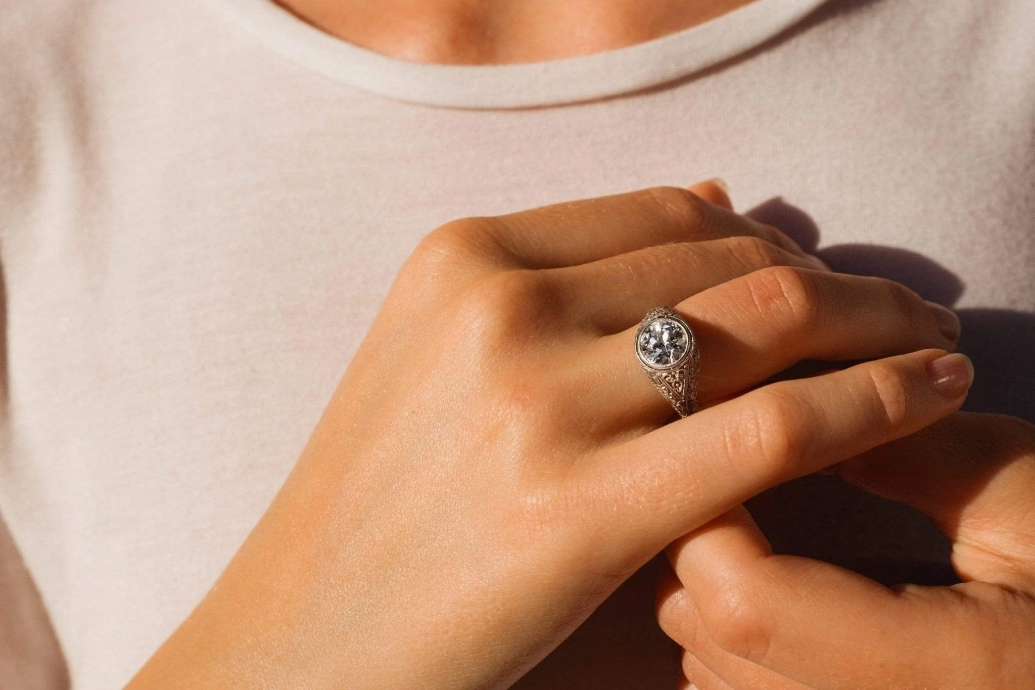 1.75 CARAT EDWARDIAN DIAMOND ENGAGEMENT RING - Image 5