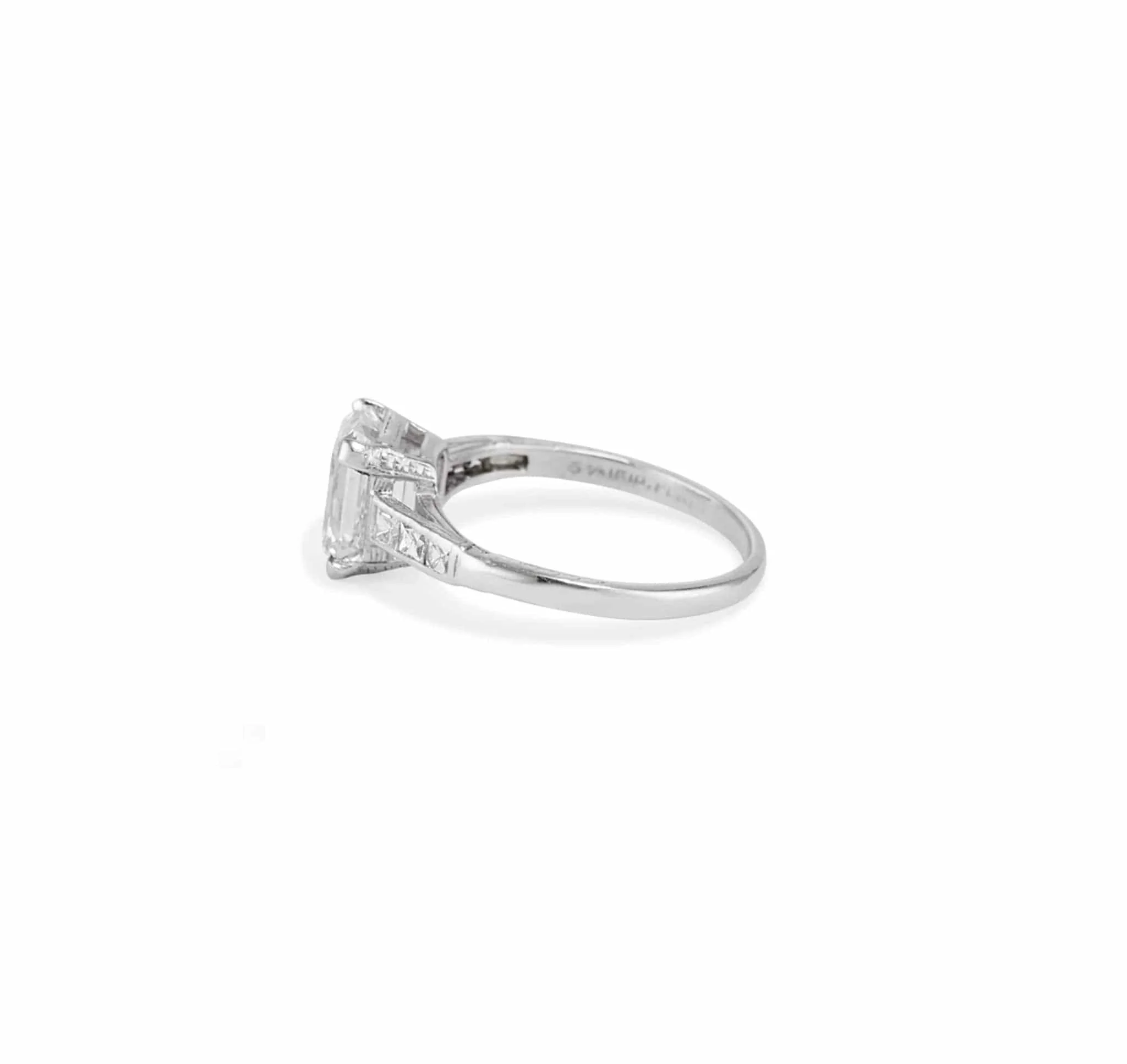 1.91 Carat Vintage Art Deco Emerald Cut Diamond Ring - Image 3
