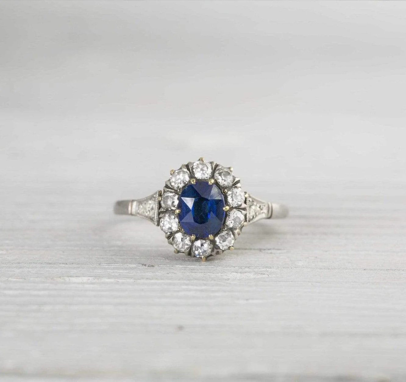 One Carat Sapphire Cluster Engagement Ring - Image 2