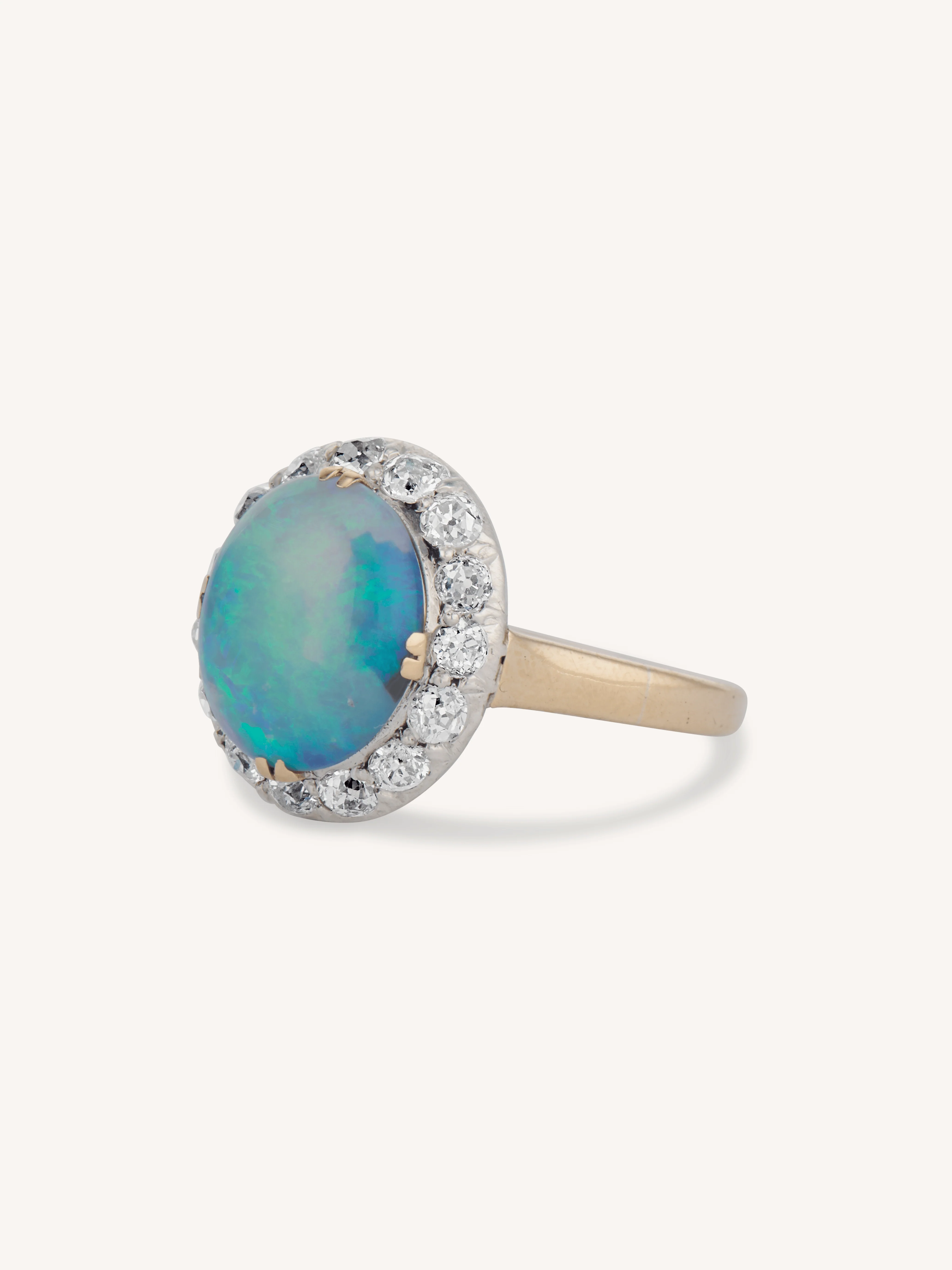 Edwardian Opal and Diamond Antique Cluster Ring - Image 4
