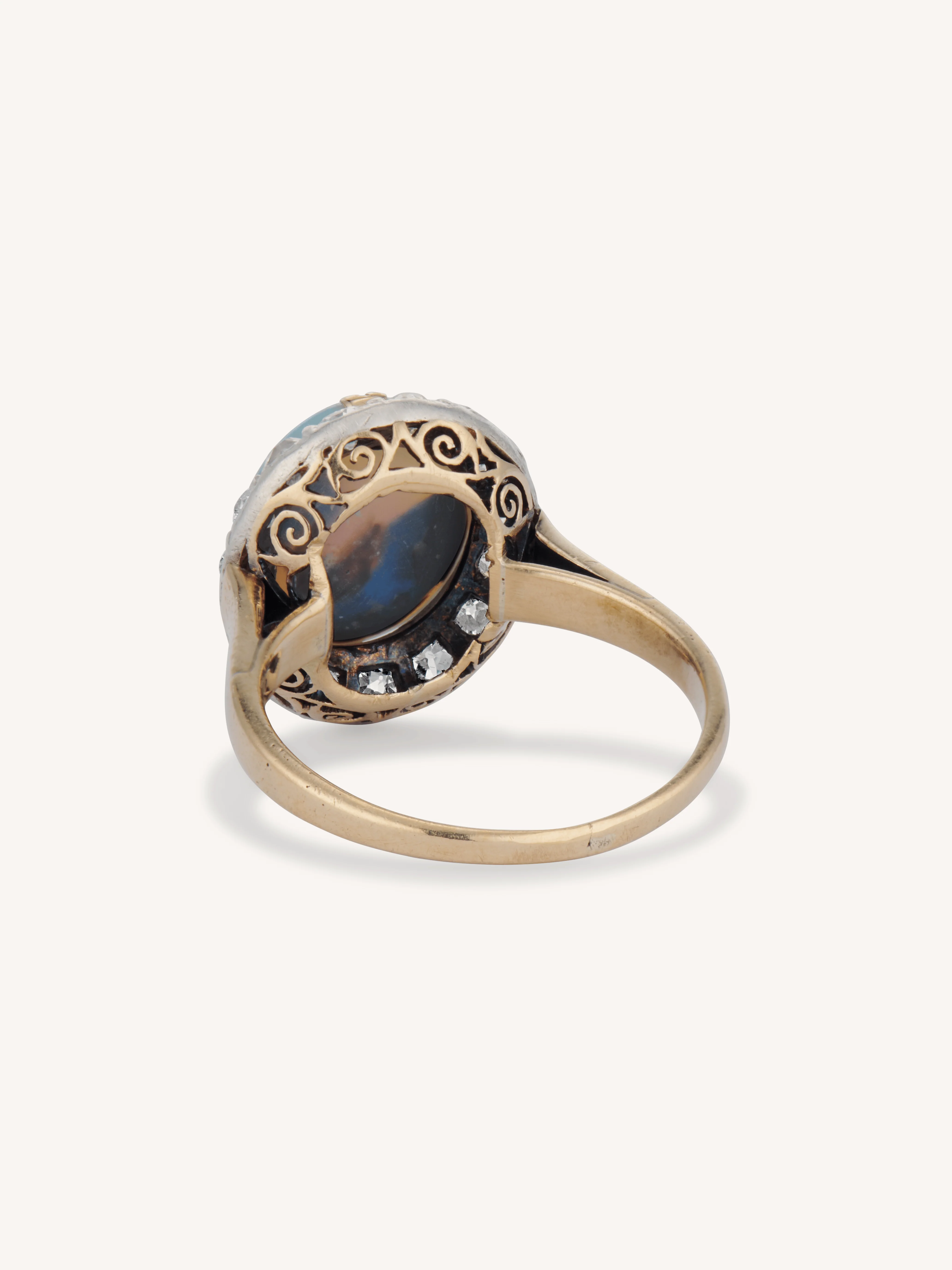 Edwardian Opal and Diamond Antique Cluster Ring - Image 5