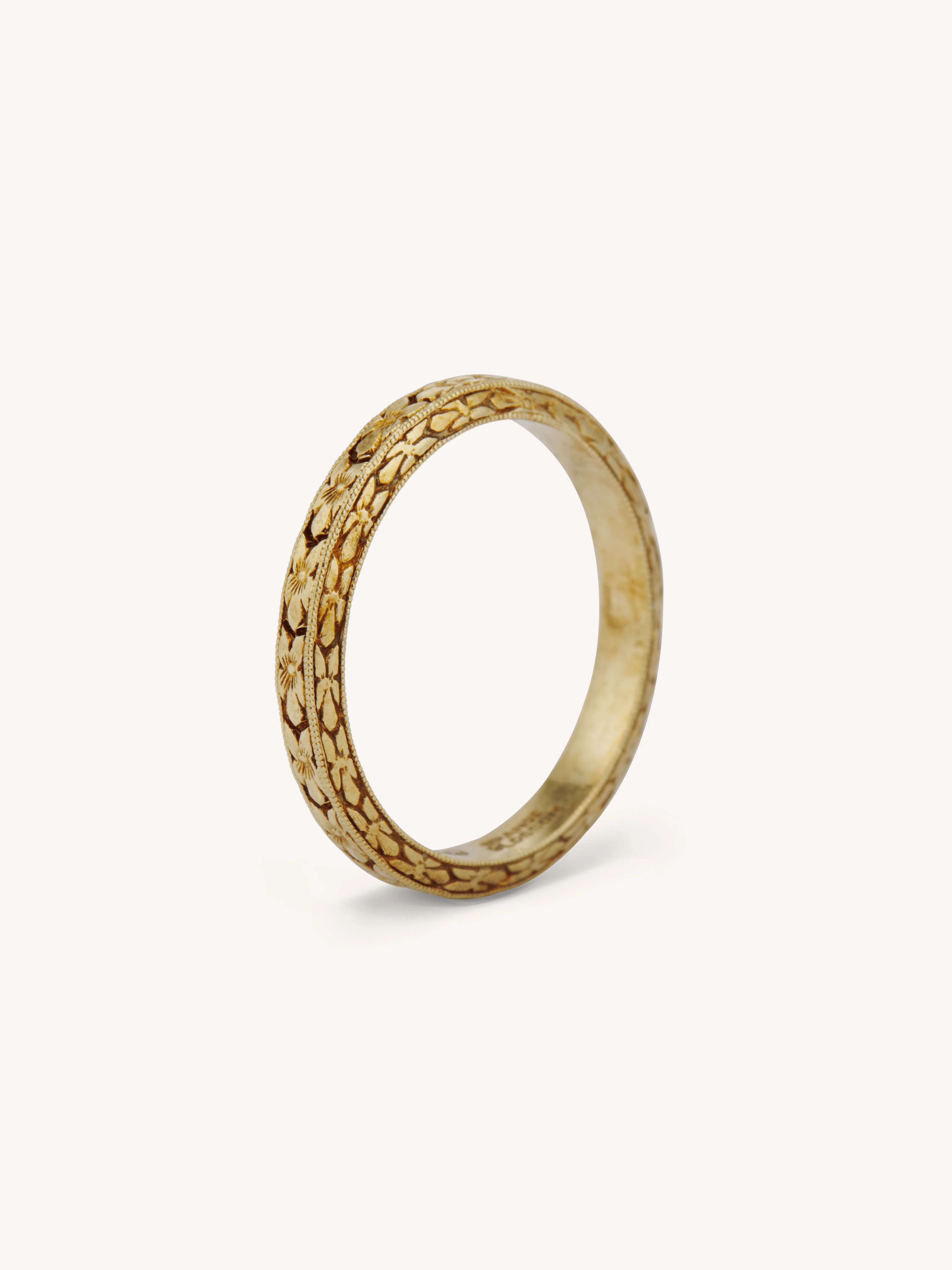 18K Yellow Gold Antique Orange Blossom Antique Wedding Band - Size 3.75 - Image 3