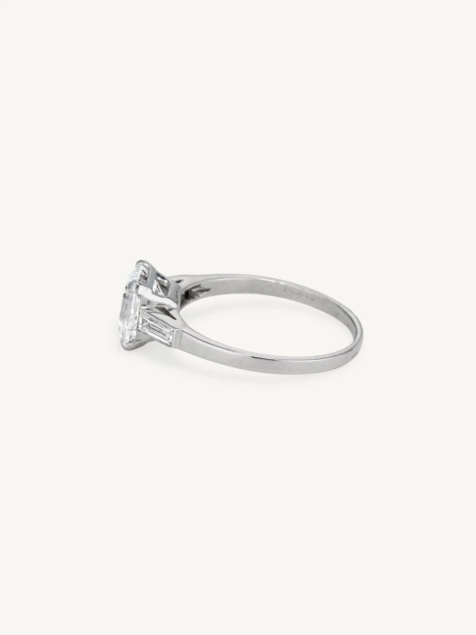1920s 1.52 Carat Square Emerald Cut Diamond Vintage Engagement Ring - Image 3
