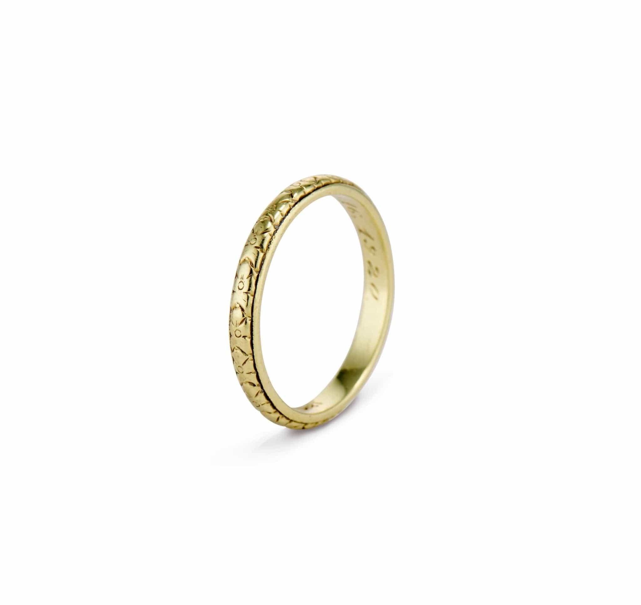 1920s Forget-Me-Not Gold Wedding Band - Image 2