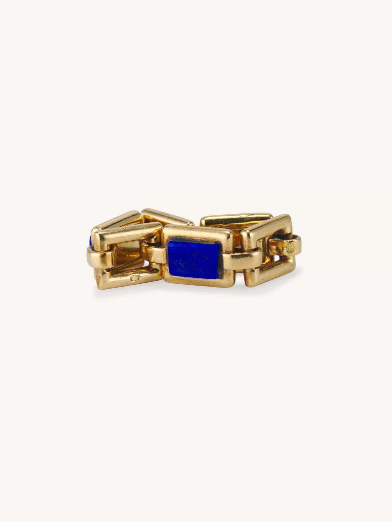 1970s Lapis Lazuli & Gold Link Flexible Ring, France - Image 4