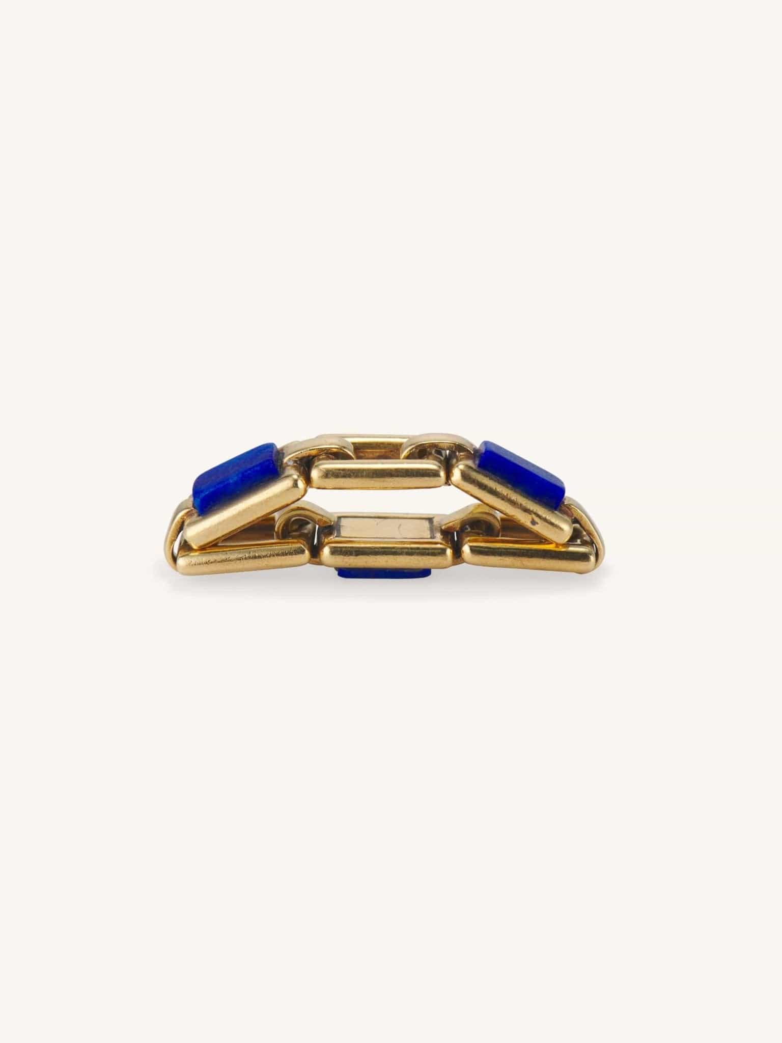 1970s Lapis Lazuli & Gold Link Flexible Ring, France - Image 5