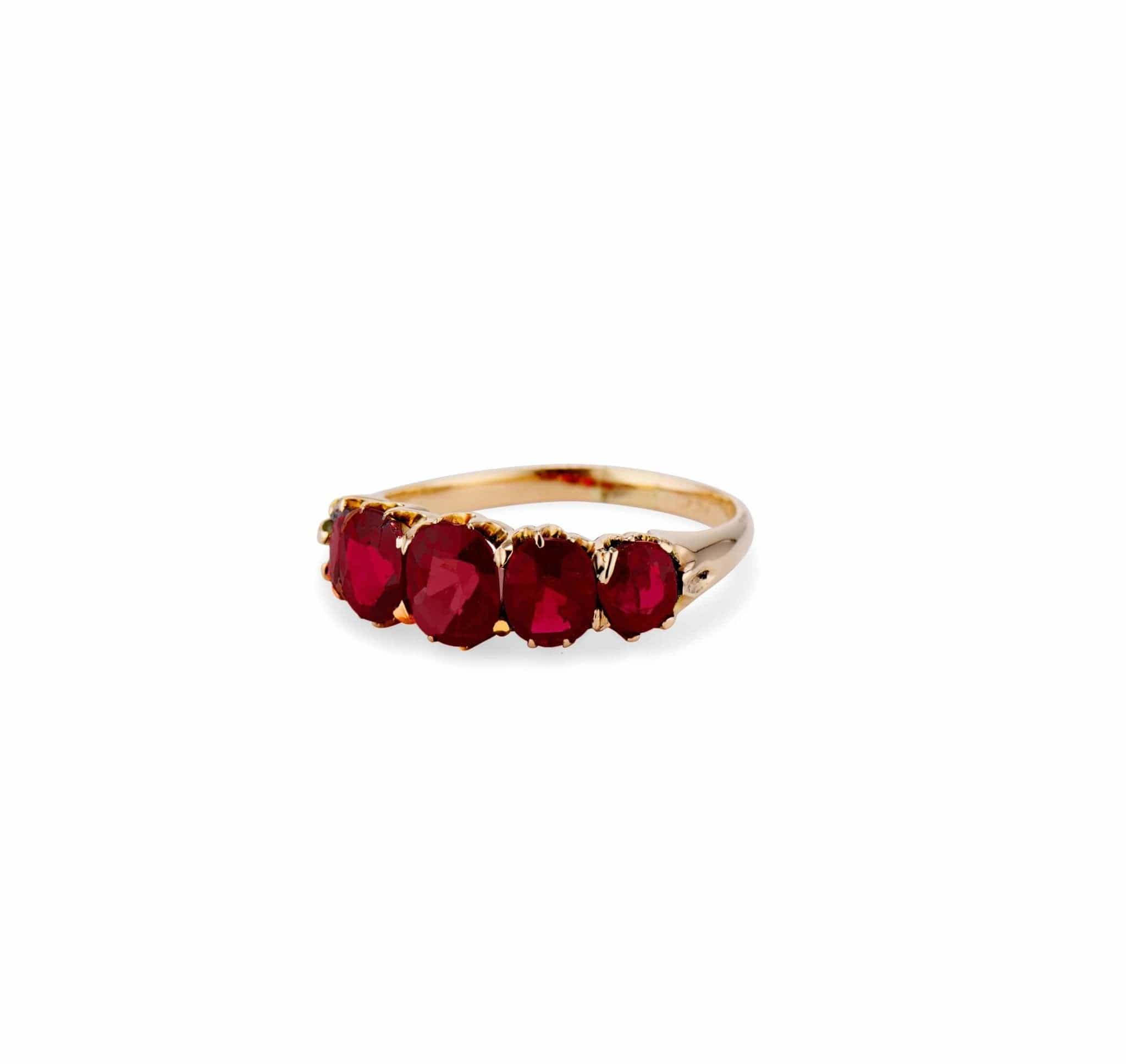 19th Century Victorian Five Stone Garnet and Spinel Ring - Image 2
